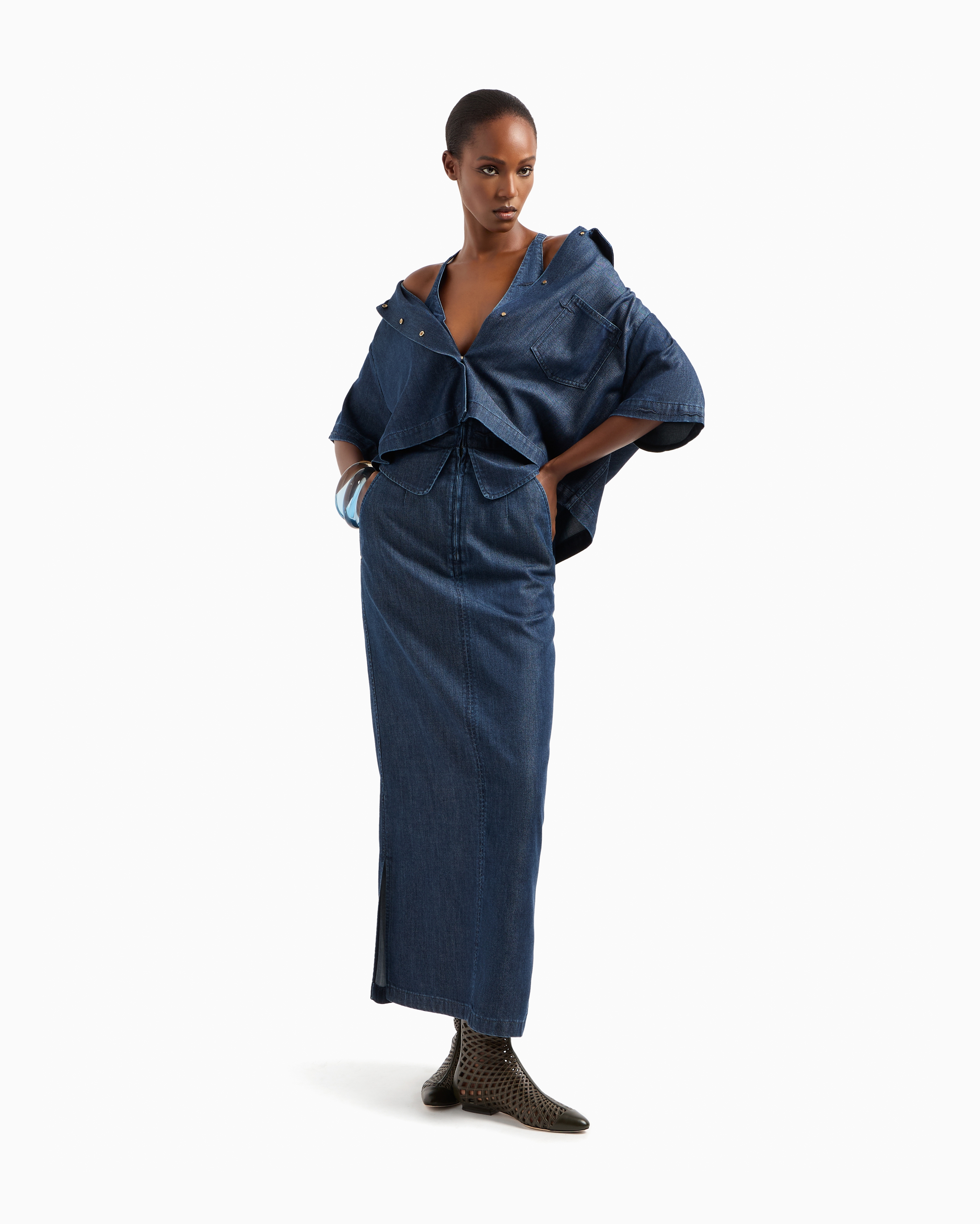 Giorgio Armani Denim Collection Lyocell Long Dress