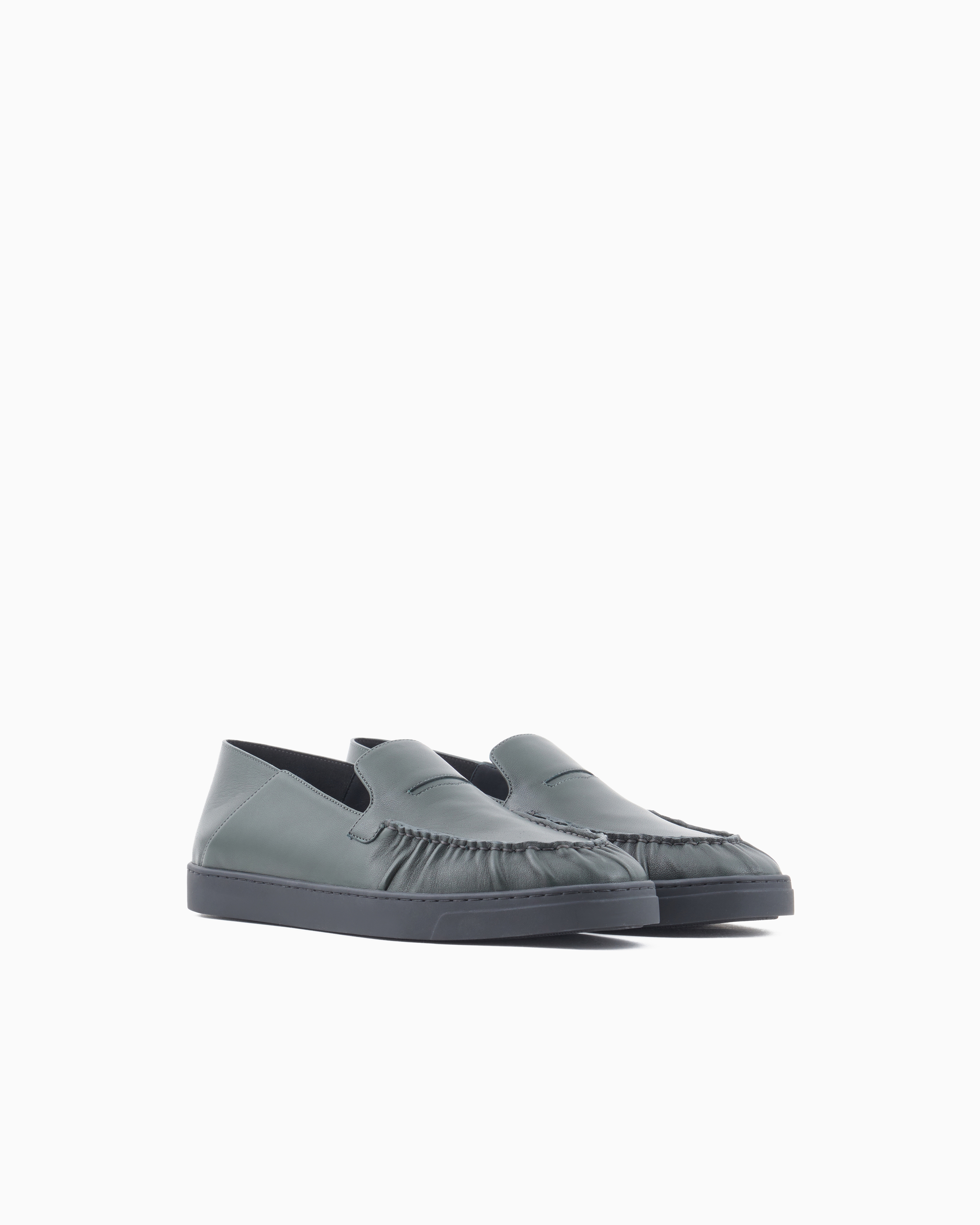 Giorgio Armani Nappa-leather Slip-ons In Green