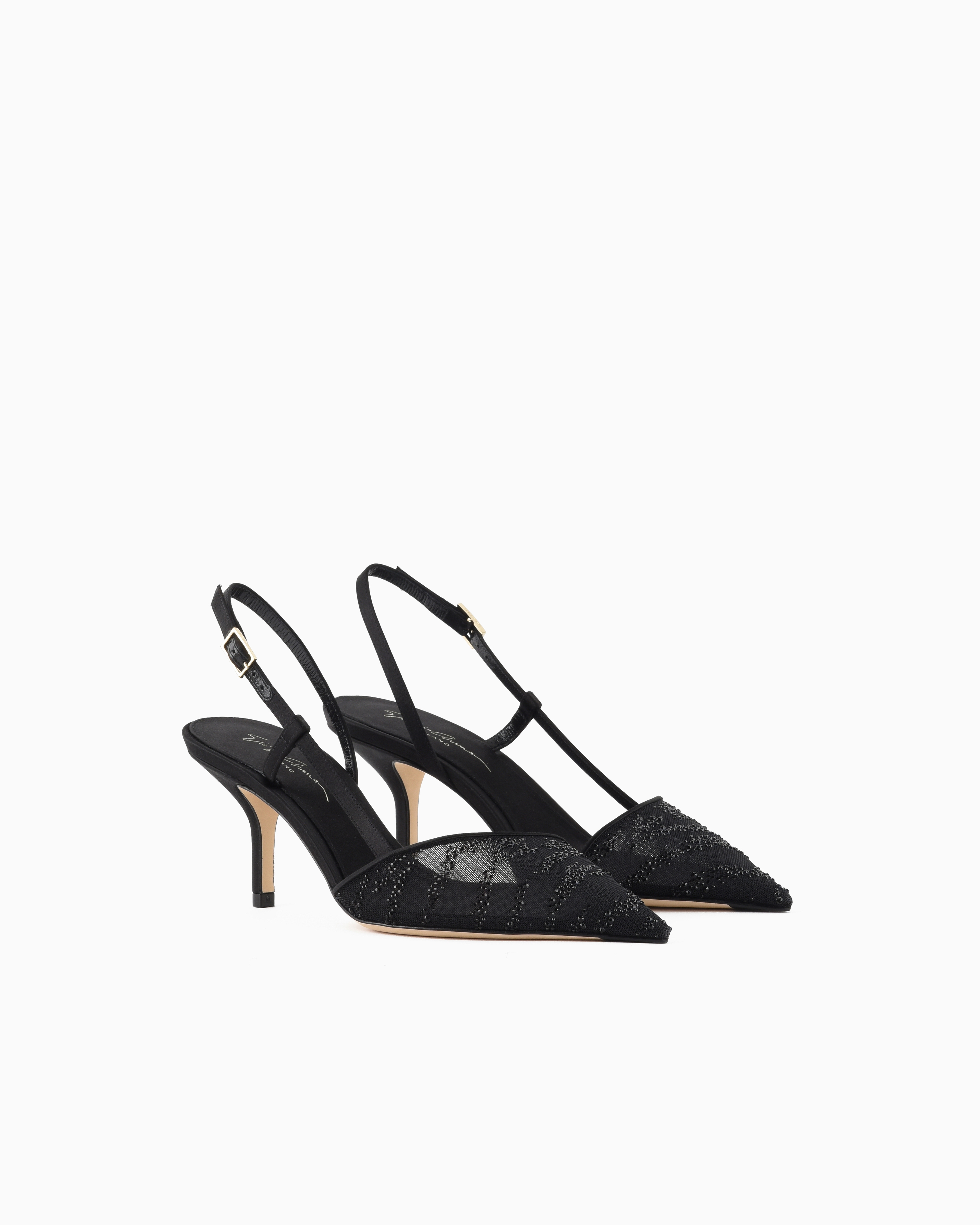 透け感★メッシュスリングバックシューズ/追跡有 スペイン発送 ZARA 刺繍入りメッシュスリングバックシューズ