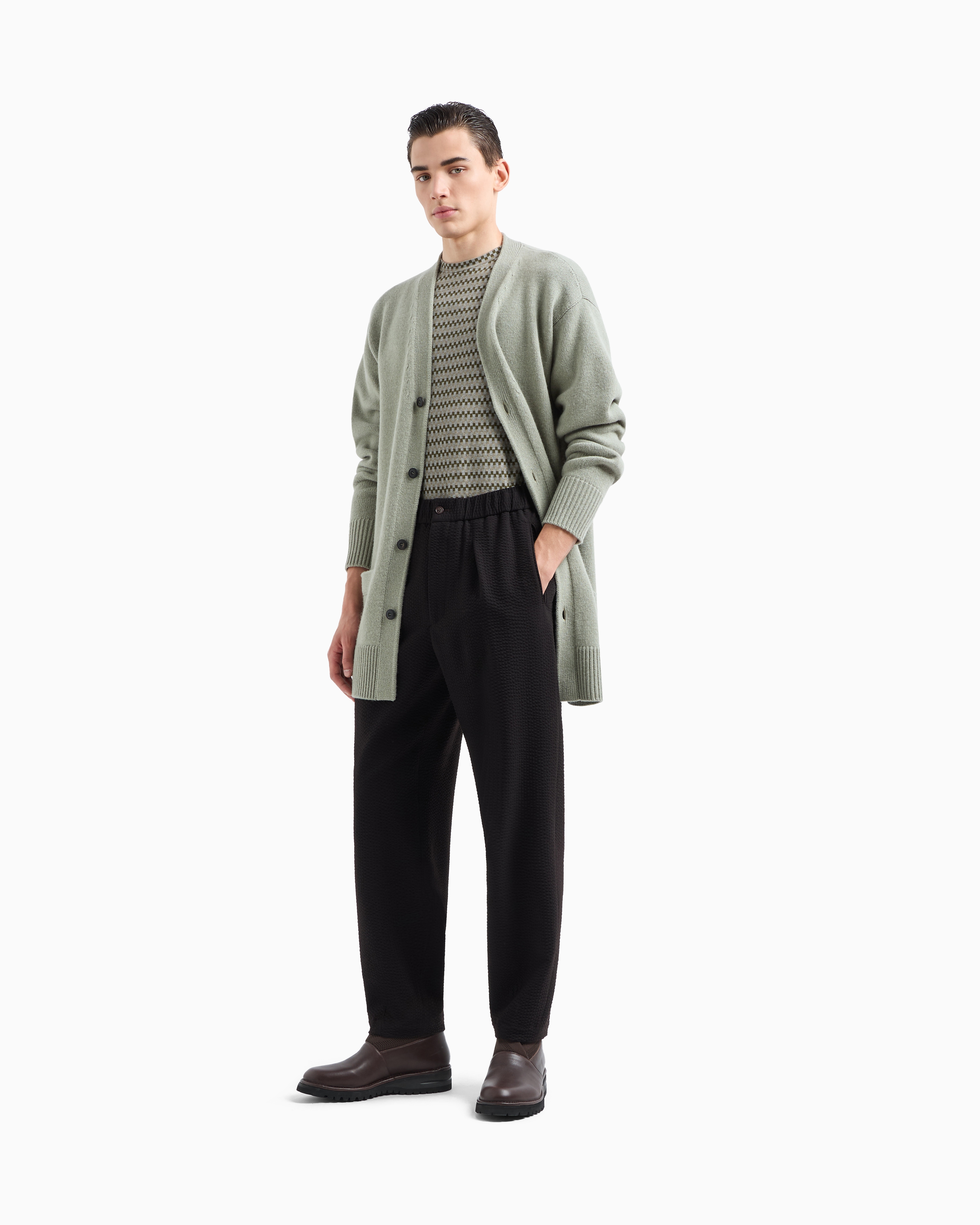 Giorgio Armani Single-pleat, Virgin Wool And Cashmere Seersucker Trousers