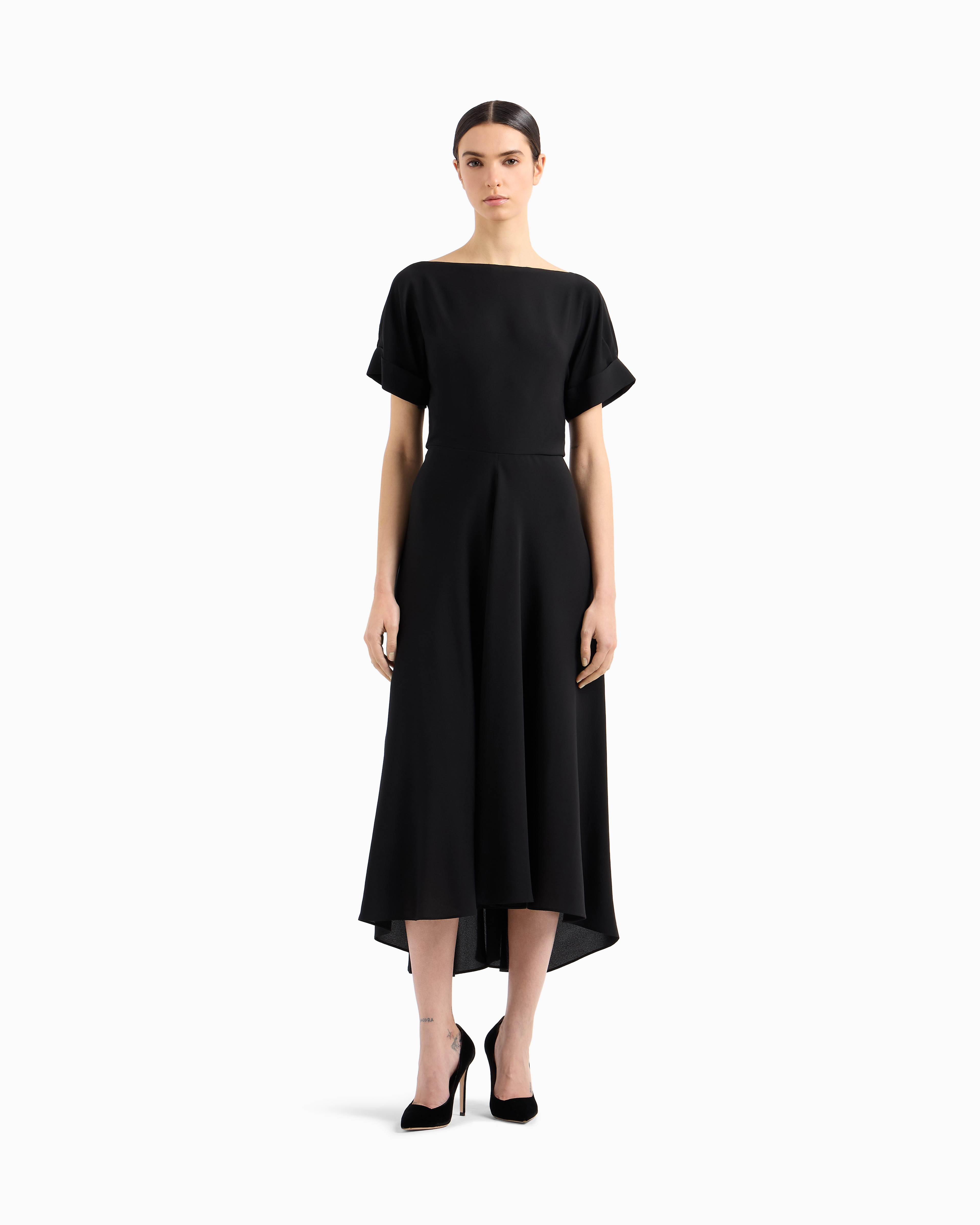 Long triple silk georgette dress | Giorgio Armani
