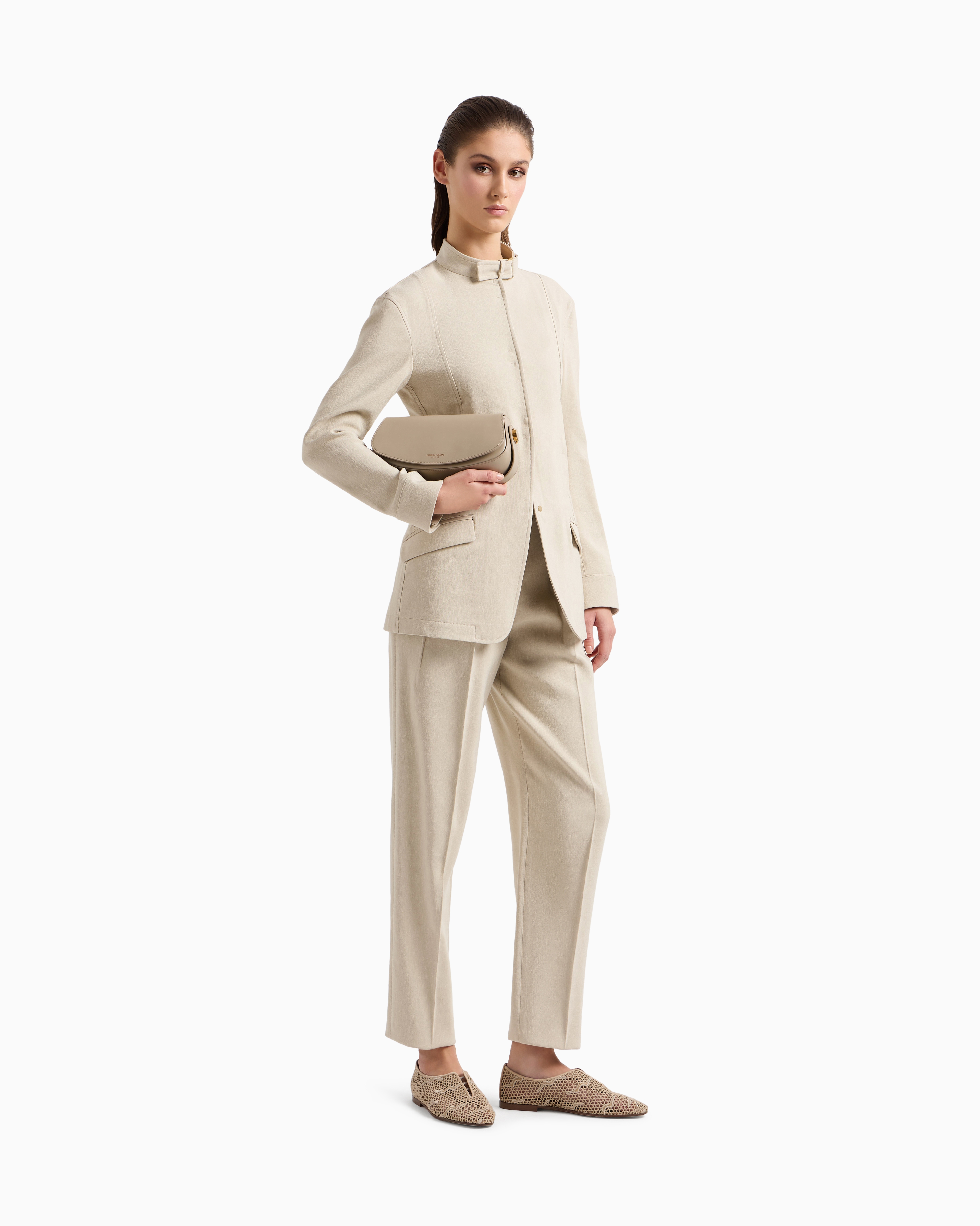 Giorgio Armani Single-breasted Jacket In A Canneté Cotton And Viscose