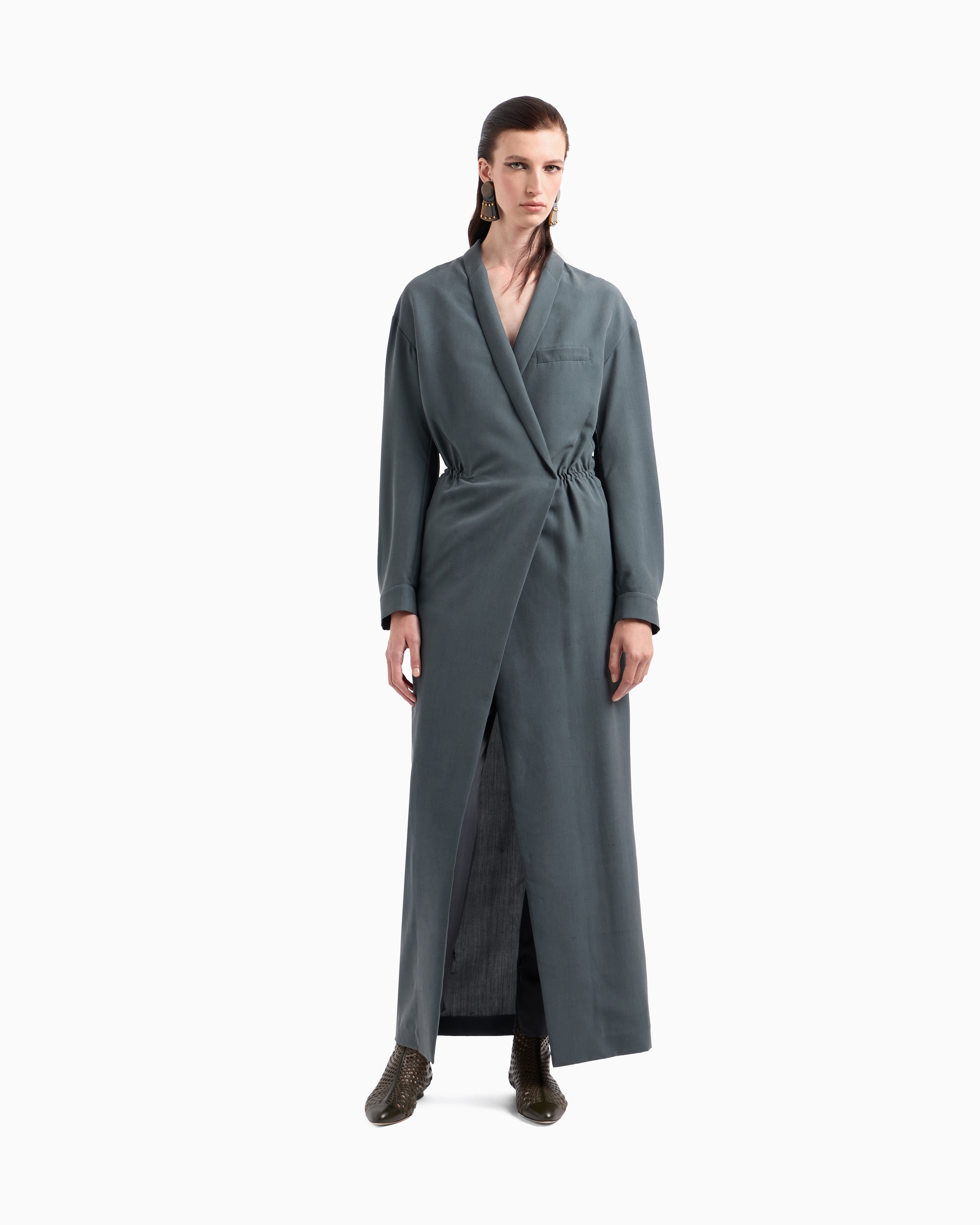 Giorgio Armani Long Dress In Washed Silk Shantung
