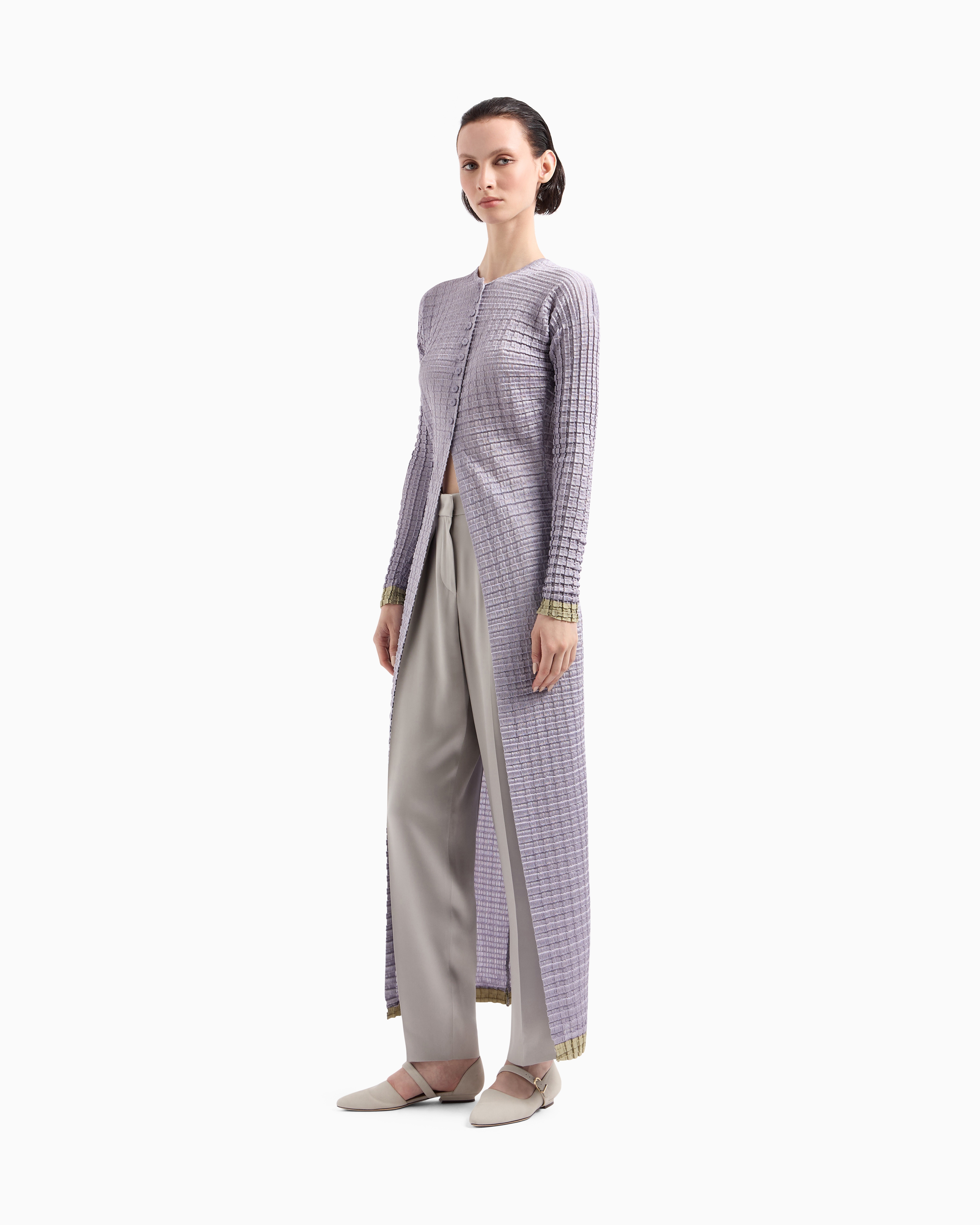 Giorgio Armani Pleated Jersey Long Cardigan