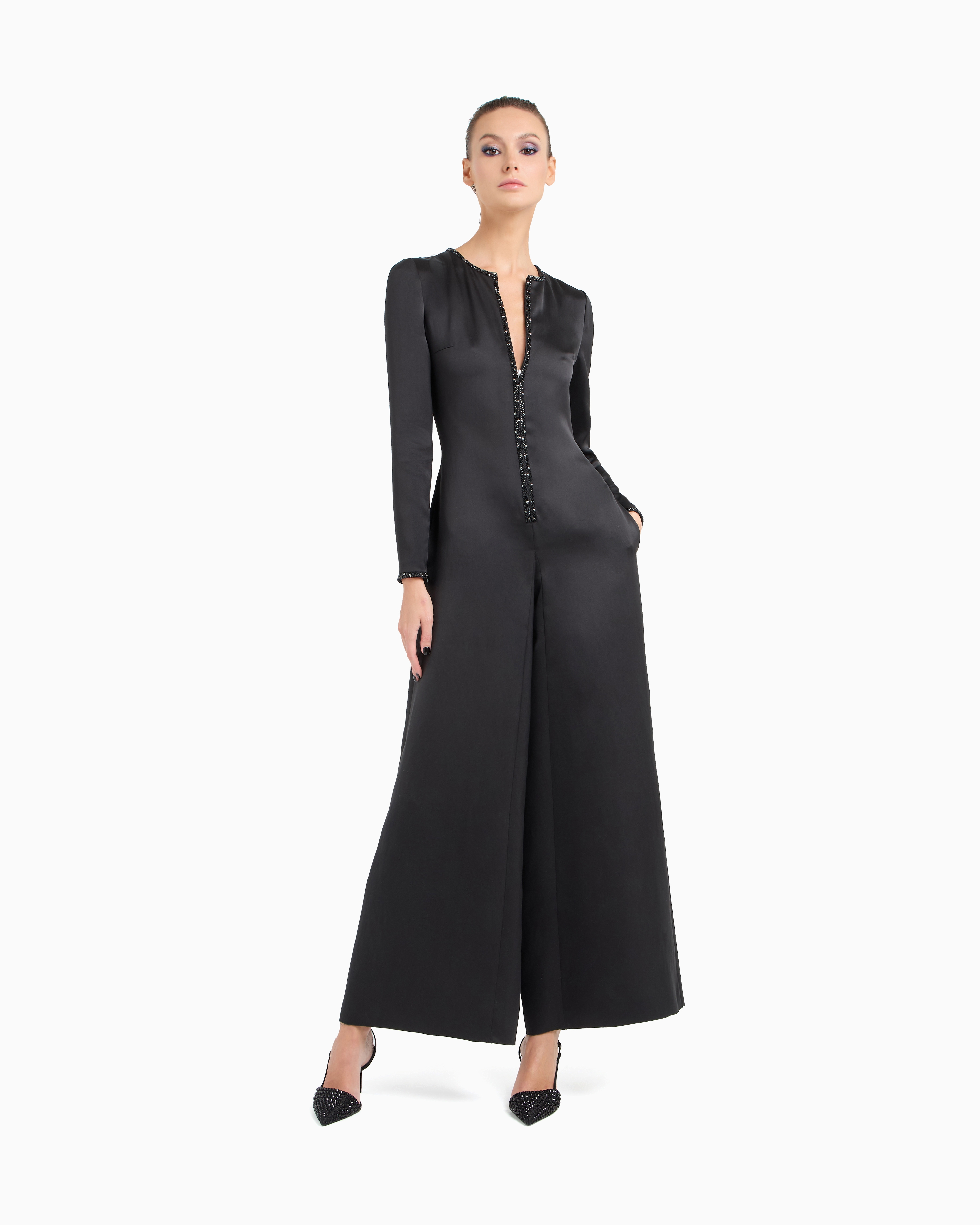 Giorgio Armani Silk Jumpsuit With Embroidered Details