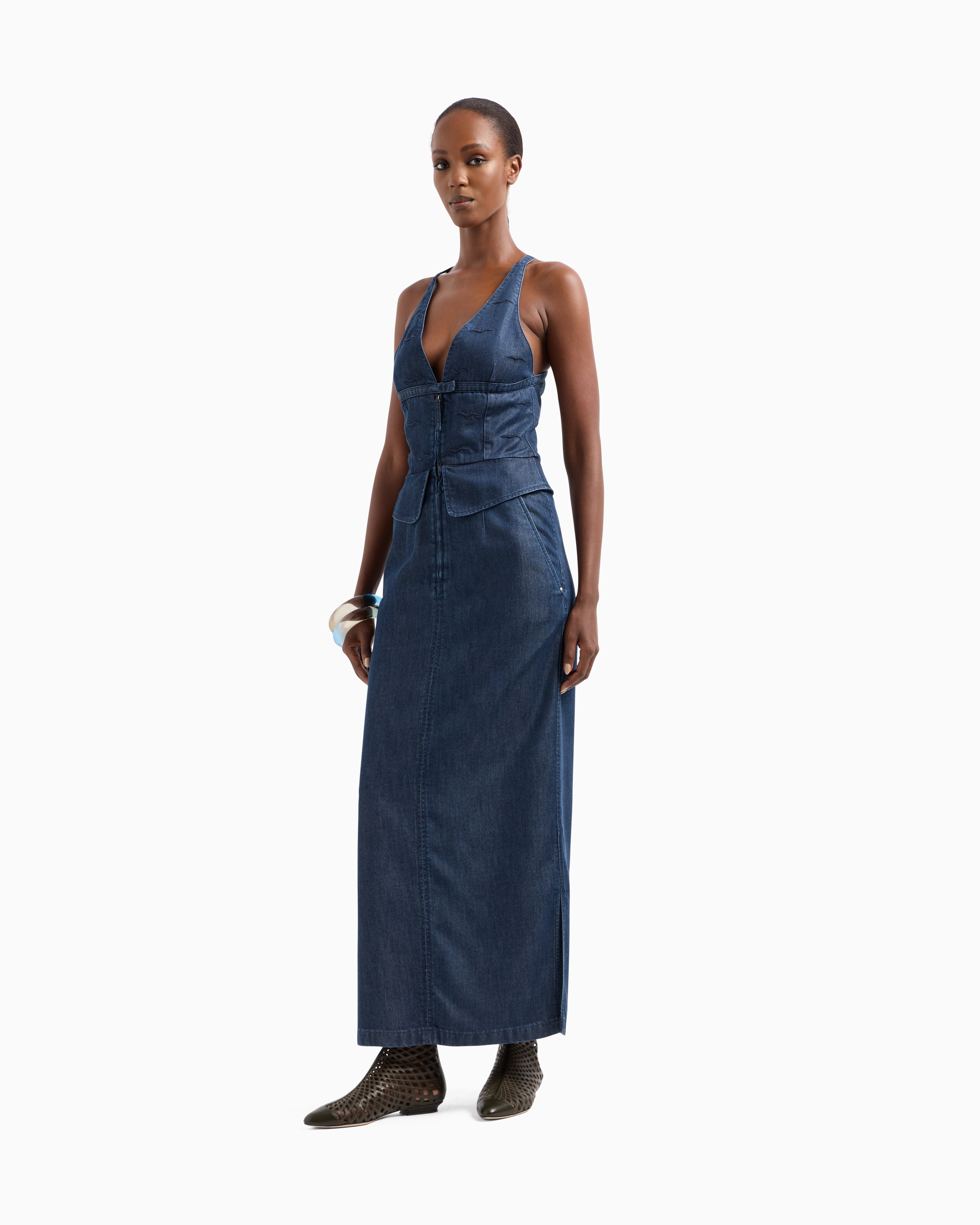 Giorgio Armani Denim Collection Lyocell Long Dress