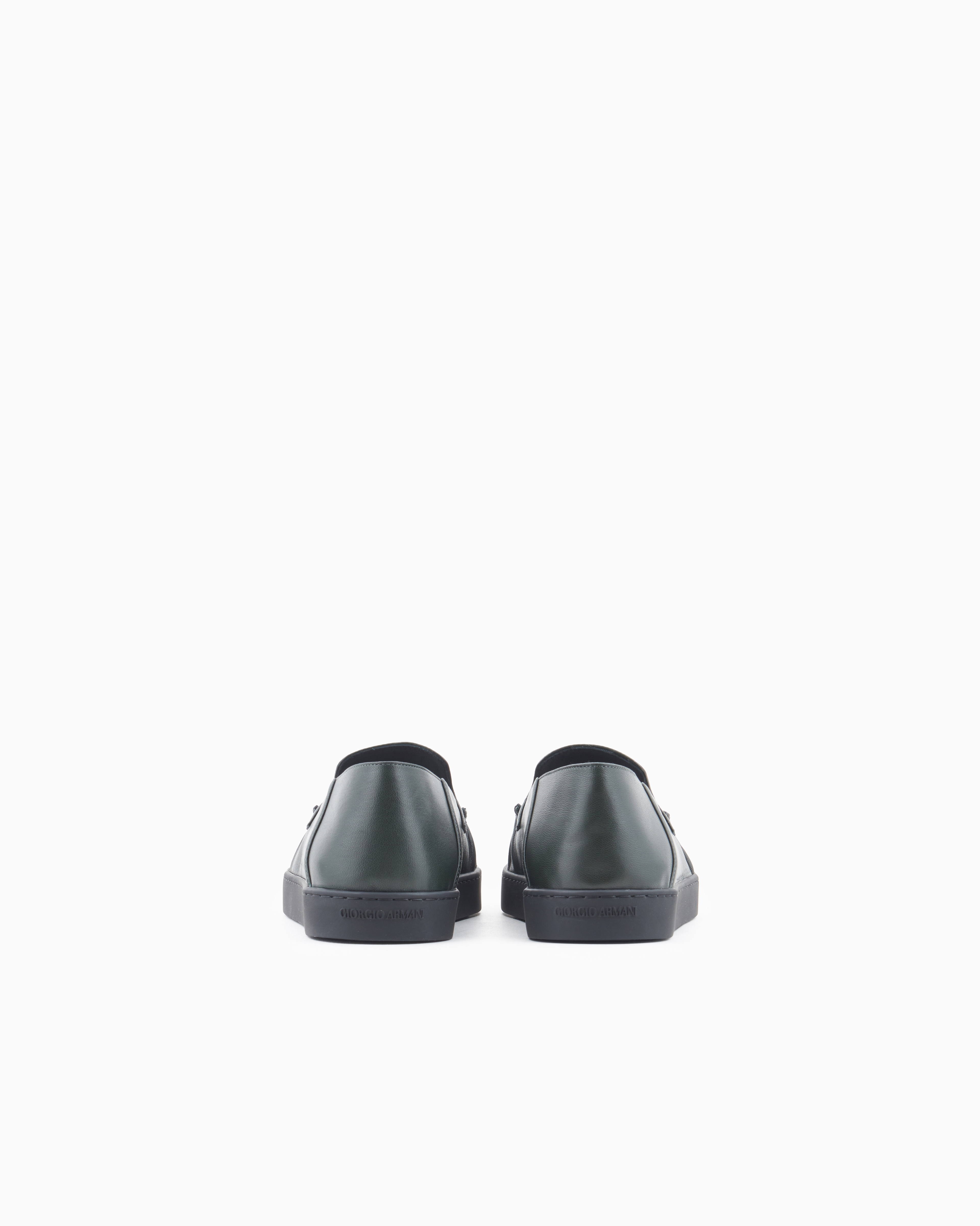 Giorgio Armani Nappa-leather Slip-ons In Green