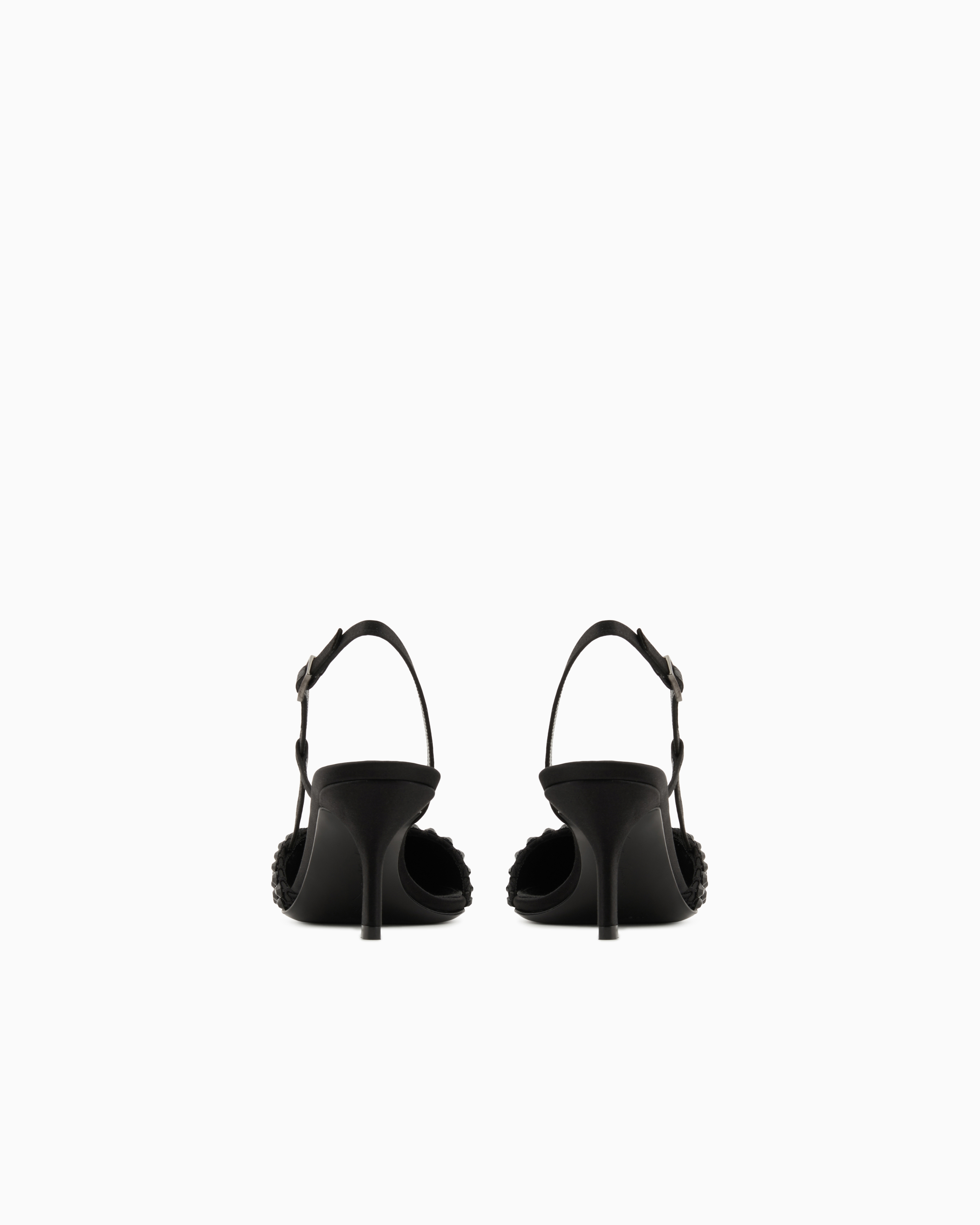 Giorgio Armani Satin, Mesh And Rhinestone Slingbacks