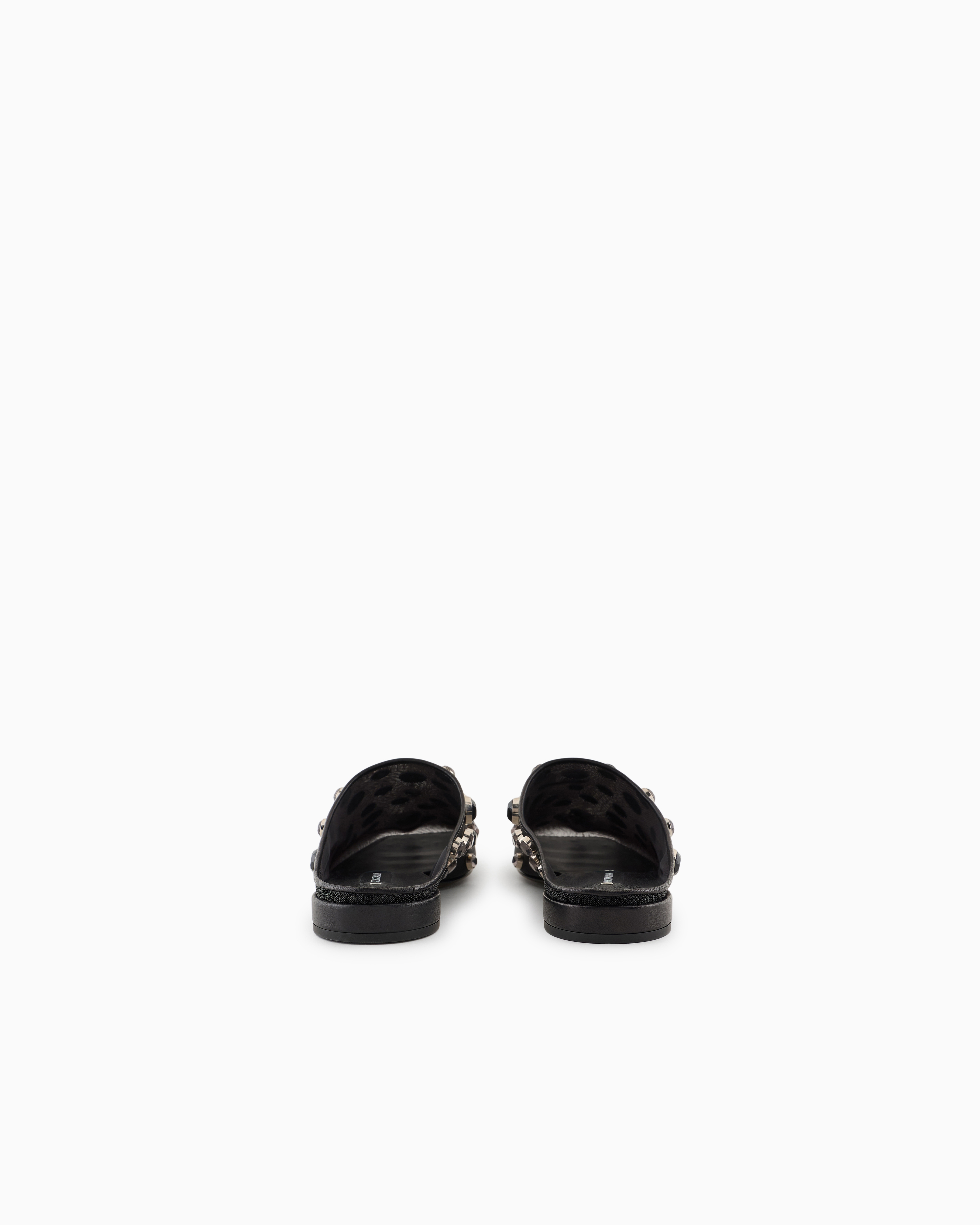 Giorgio Armani Gem Studded Mesh Ballerina Mules