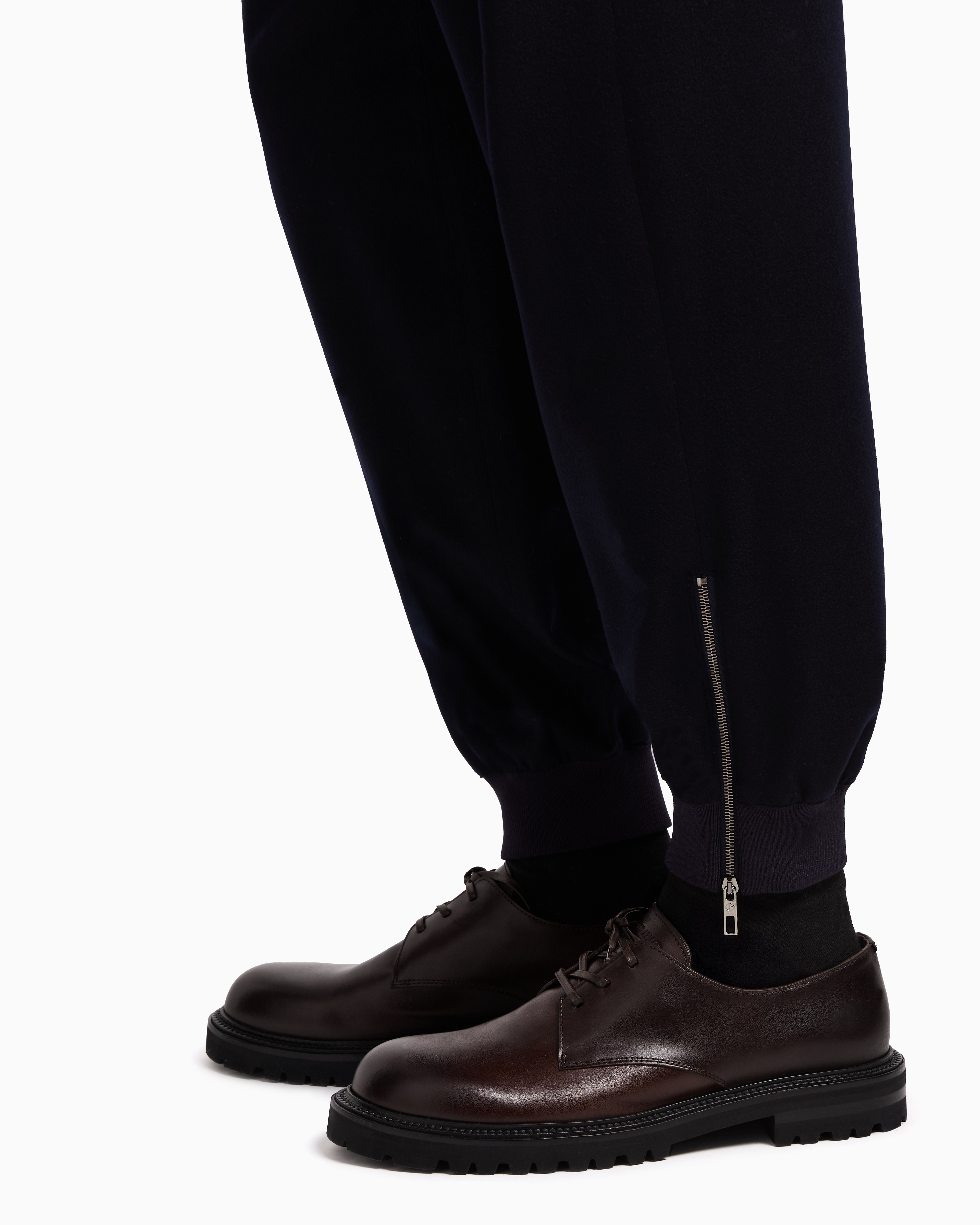 Giorgio Armani Single-pleat Trousers In Lightweight Cashmere Cloth In Blue