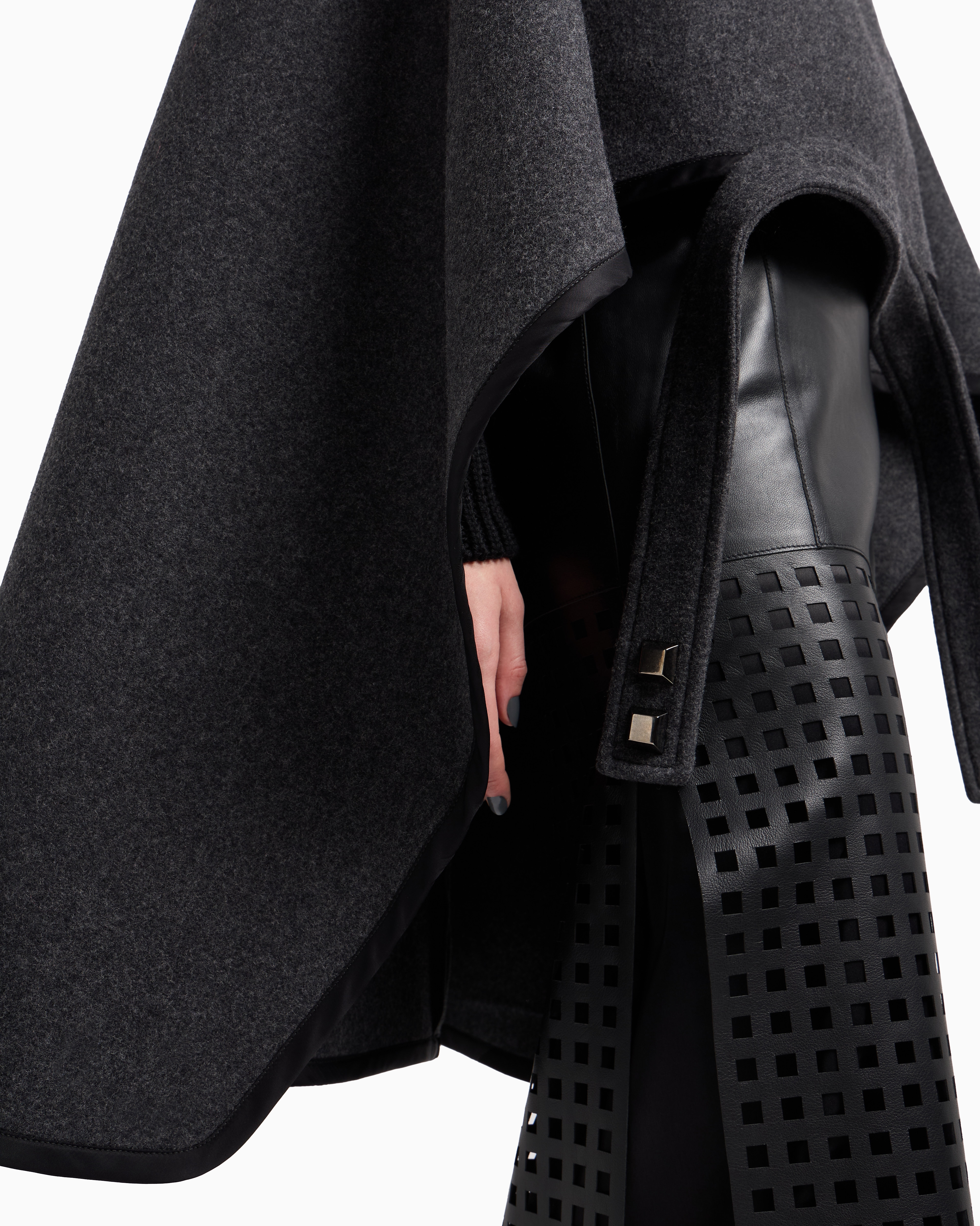 Emporio Armani Polygon Capsule Collection Wool Cloth Cape In Gray