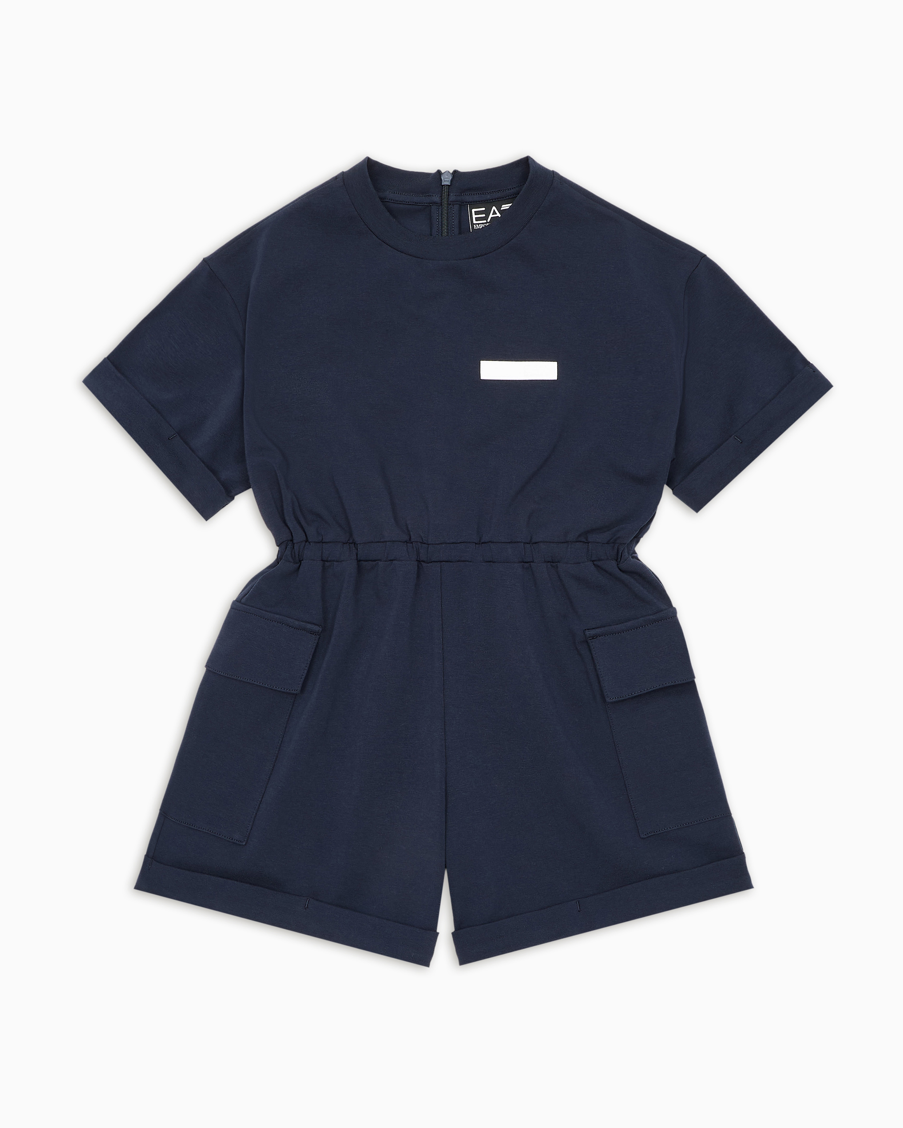 Ea7 Costa Smeralda Stretch-cotton Jersey Short Playsuit In Navy_blue