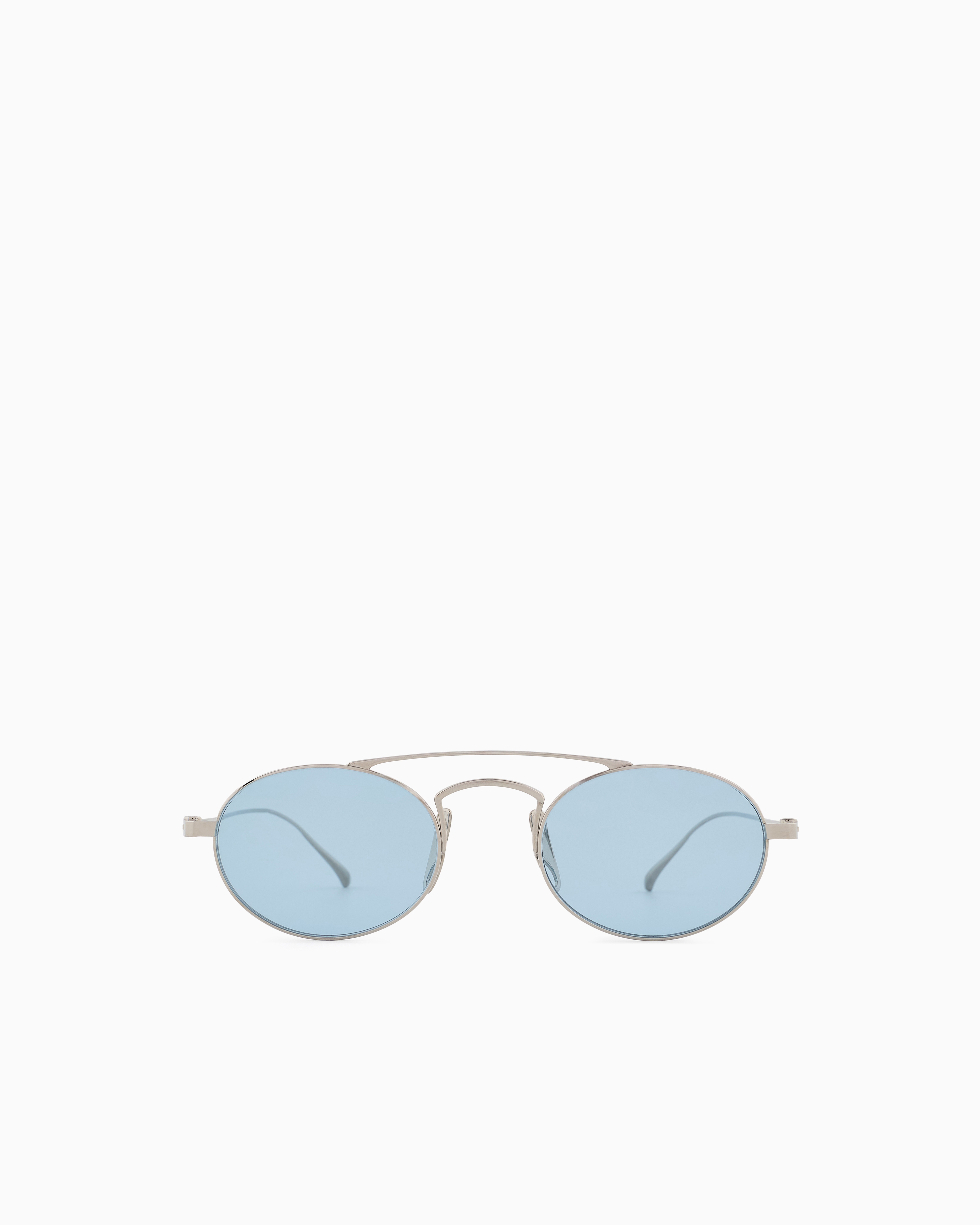 Giorgio Armani Men's Silver ’S Oval Sunglasses Large