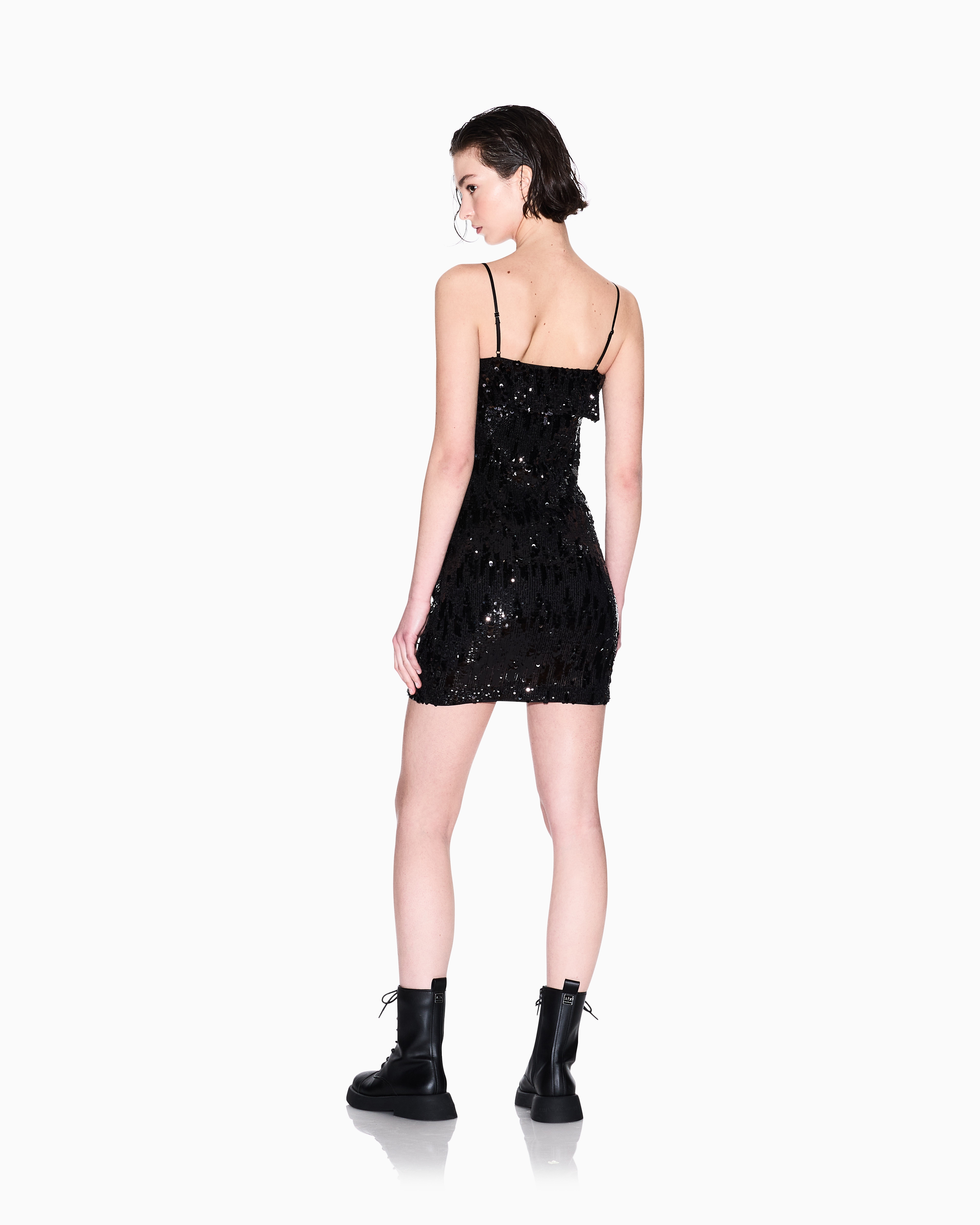 Armani Exchange - Short sequin dress, Woman, Black, Size: