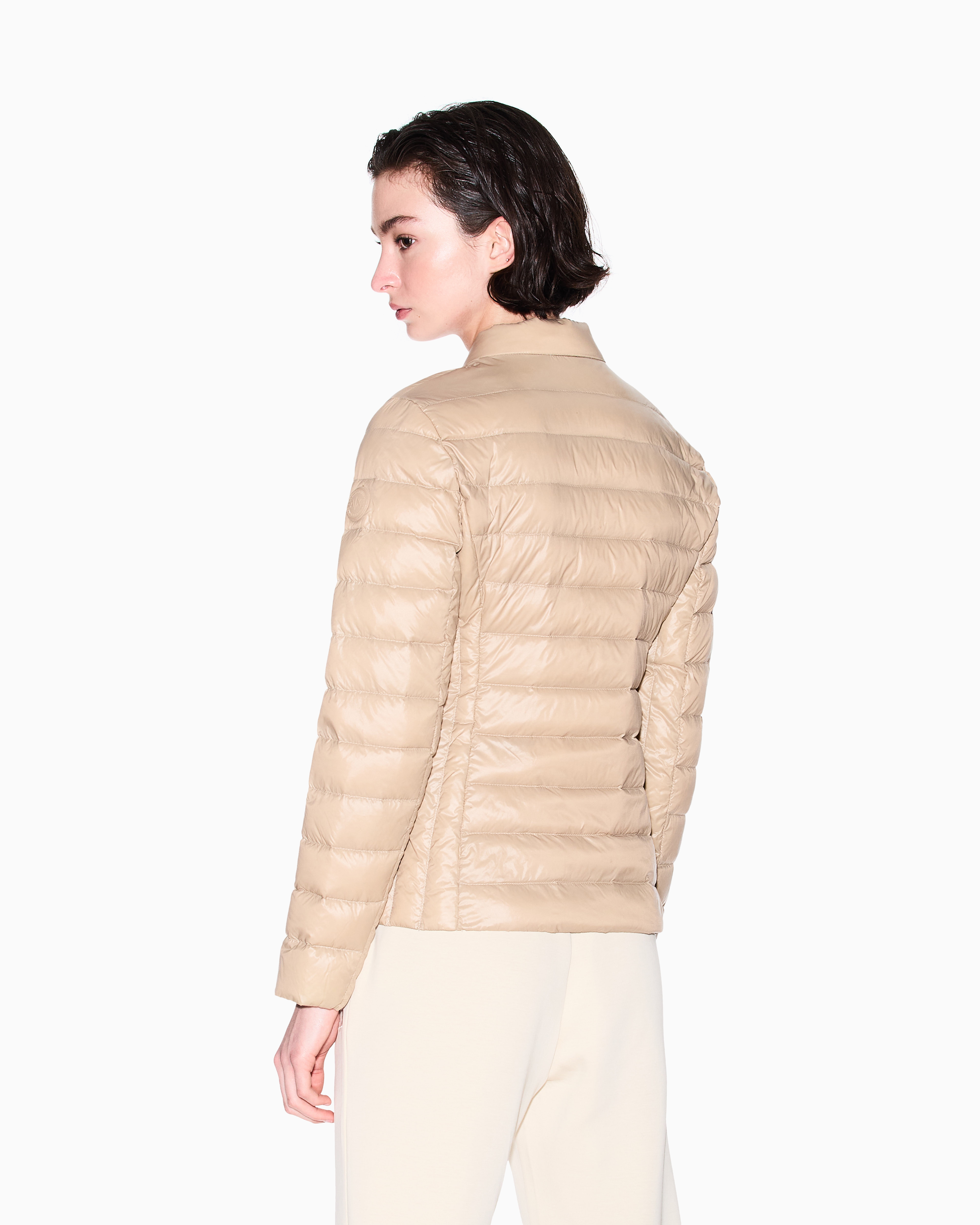 Armani Exchange - Shiny fabric down jacket, Woman, Camel, Size: