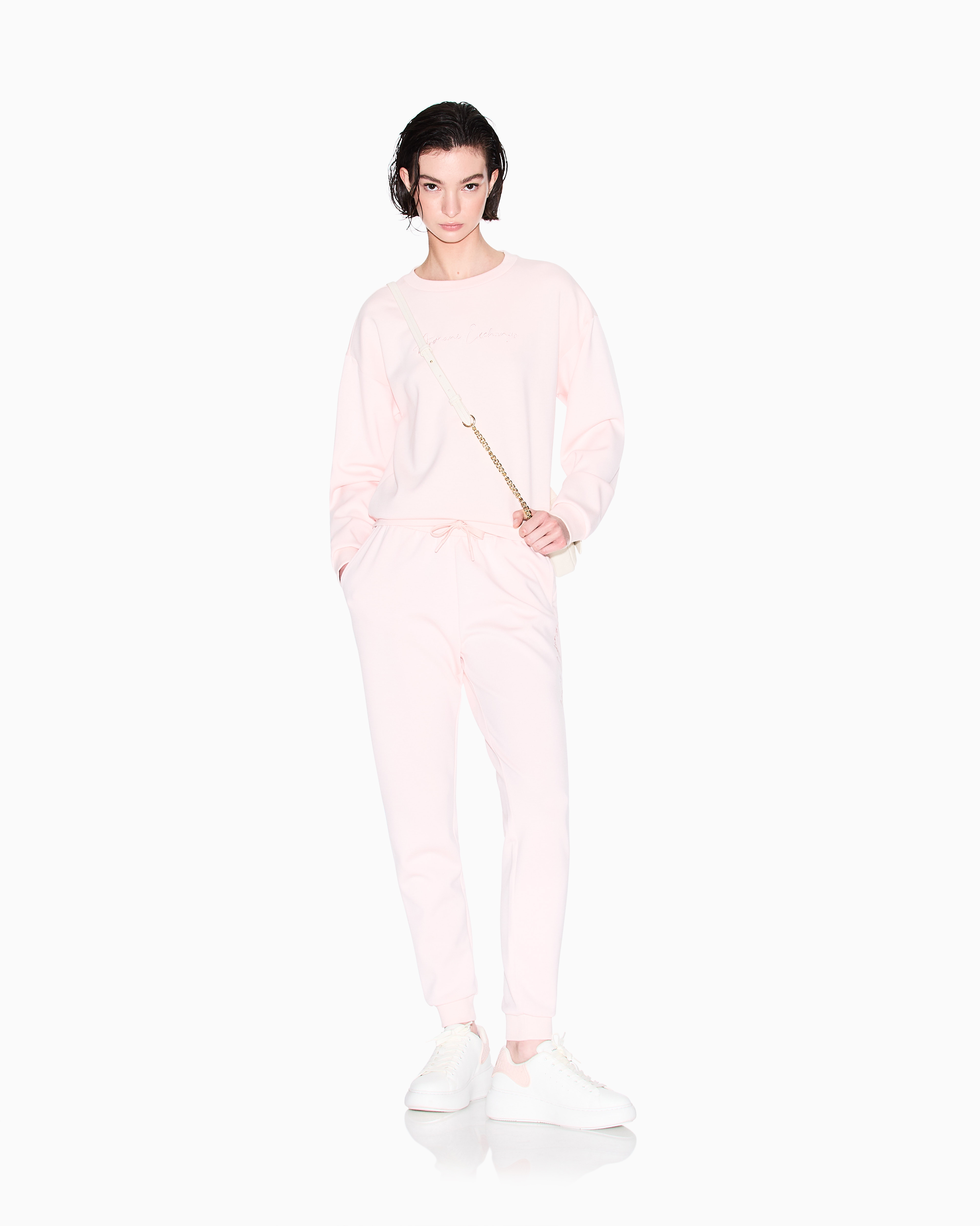 Armani Exchange - Basic crewneck sweatshirt, Woman, Pink, Size:
