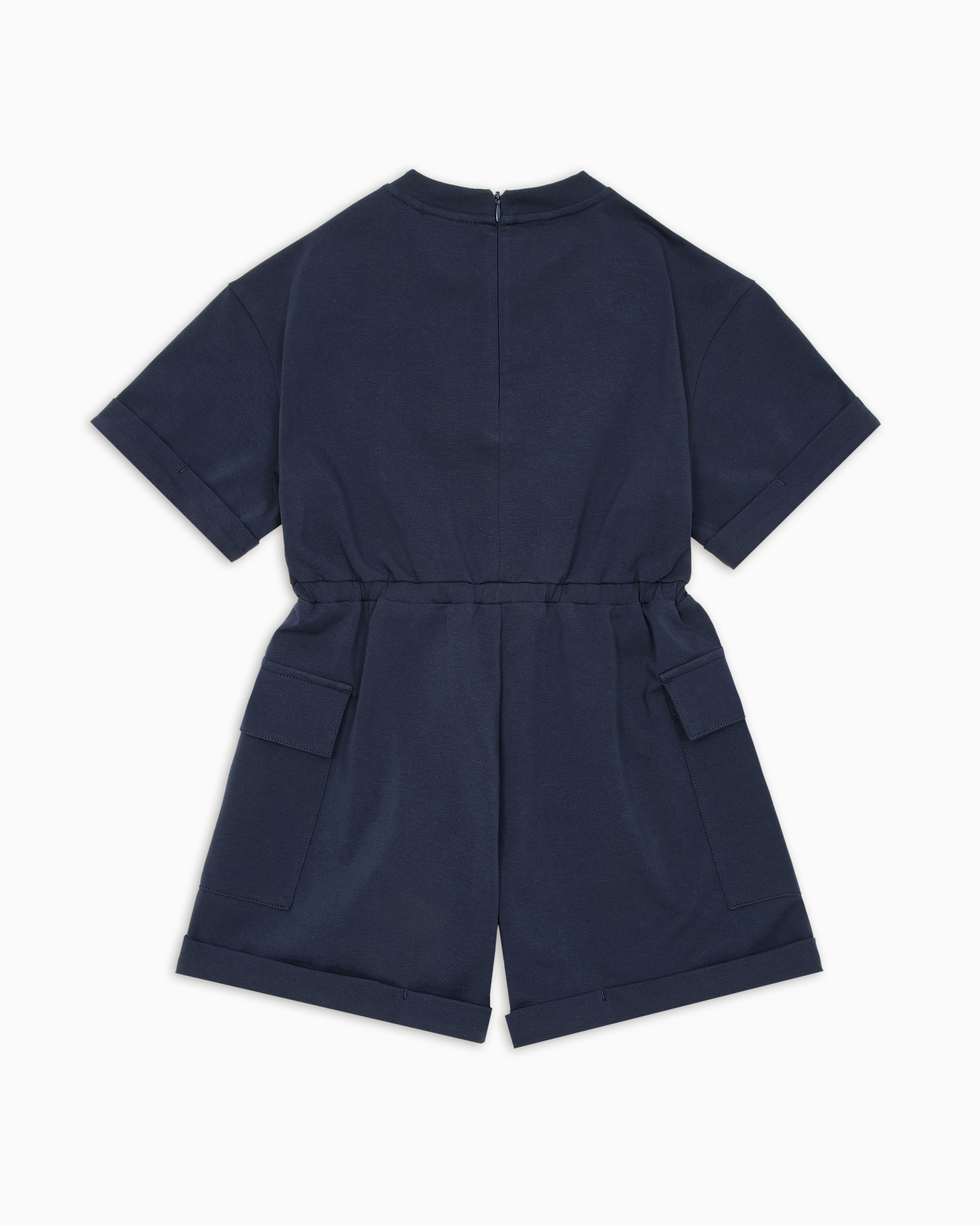 Ea7 Costa Smeralda Stretch-cotton Jersey Short Playsuit In Navy_blue