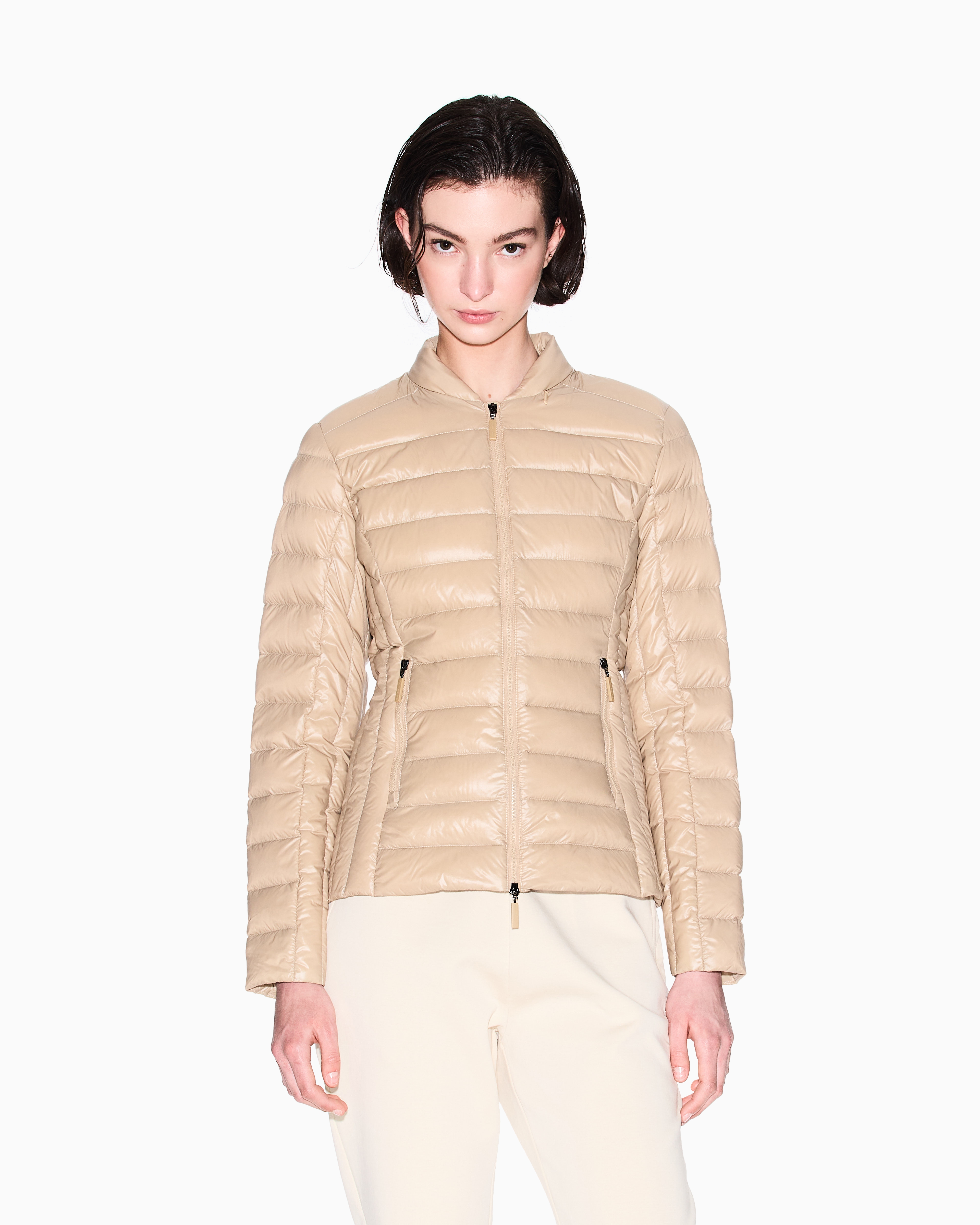 Armani Exchange - Shiny fabric down jacket, Woman, Camel, Size: