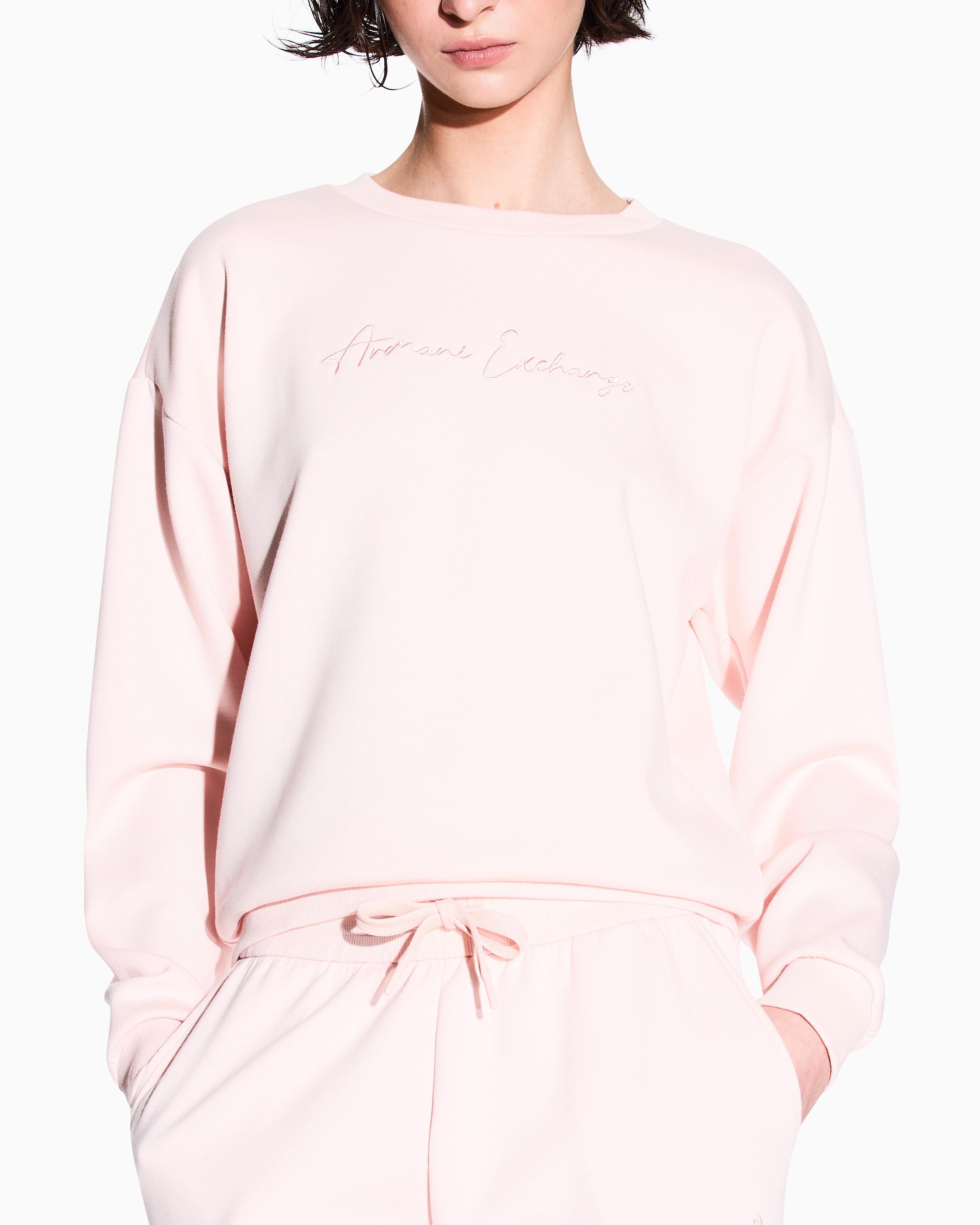 Armani Exchange - Basic crewneck sweatshirt, Woman, Pink, Size: