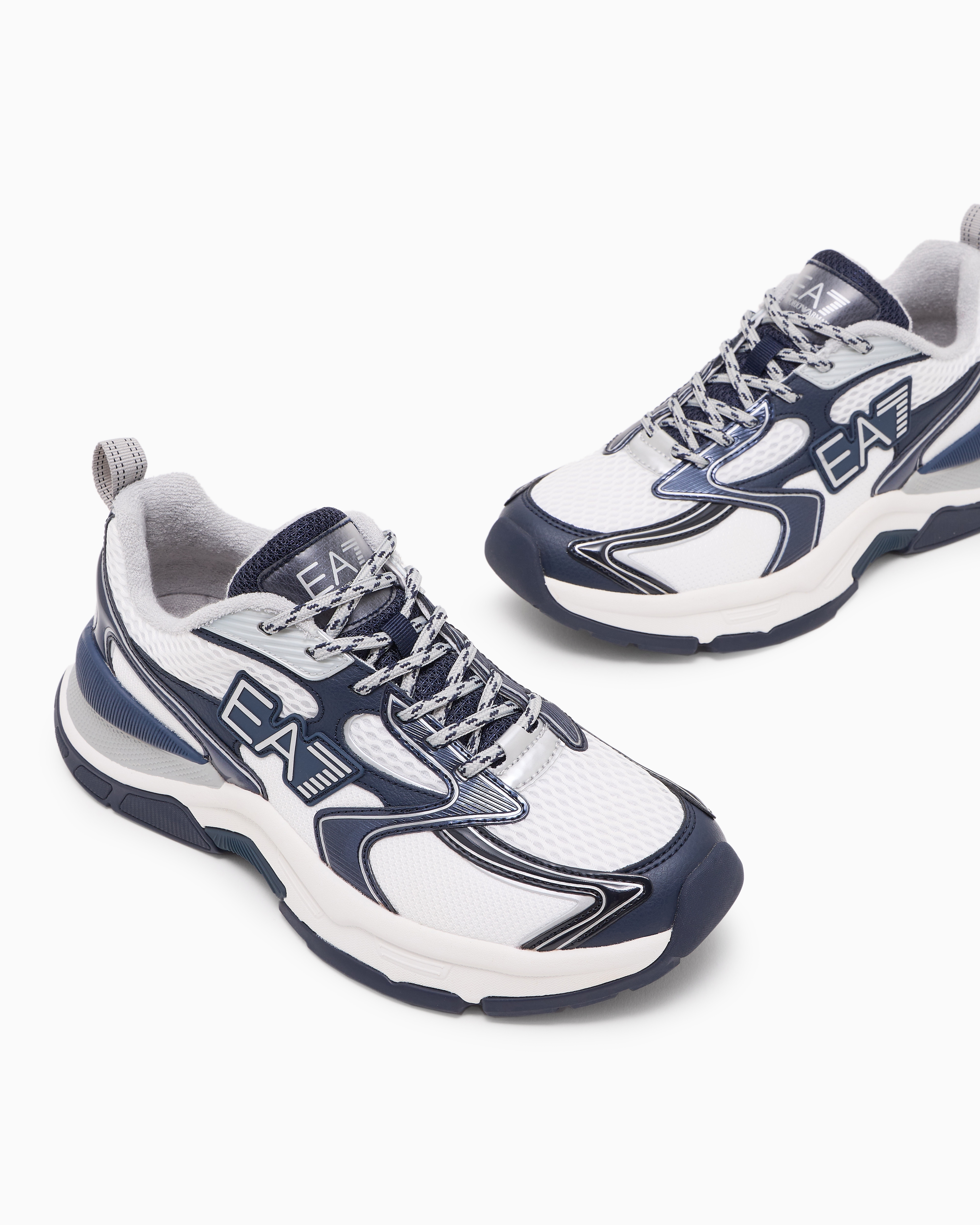 Ea7 Round Toe Low-top Sneakers In White