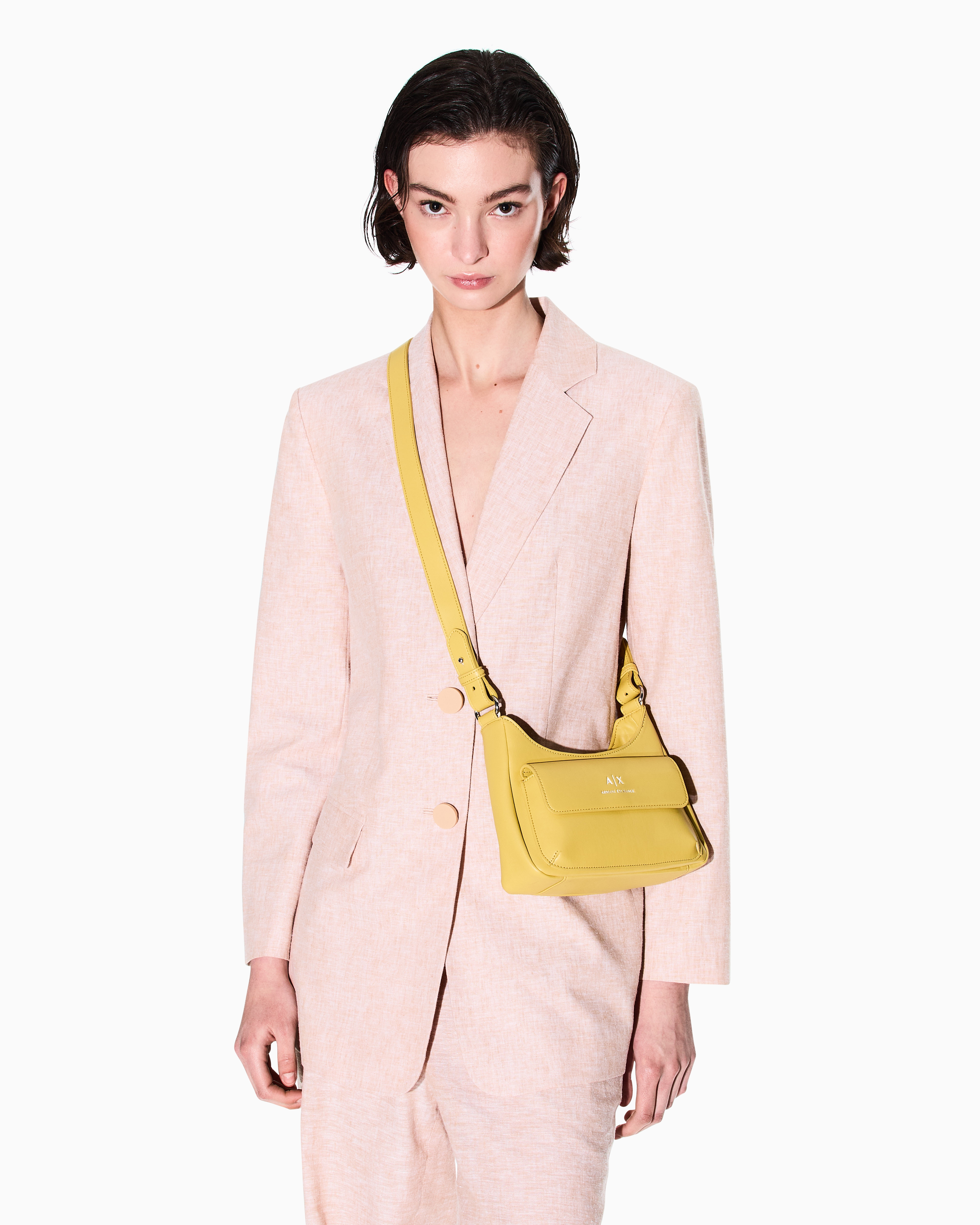 Armani Exchange - Shoulder bag with external pocket, Woman, Yellow, Size: TU