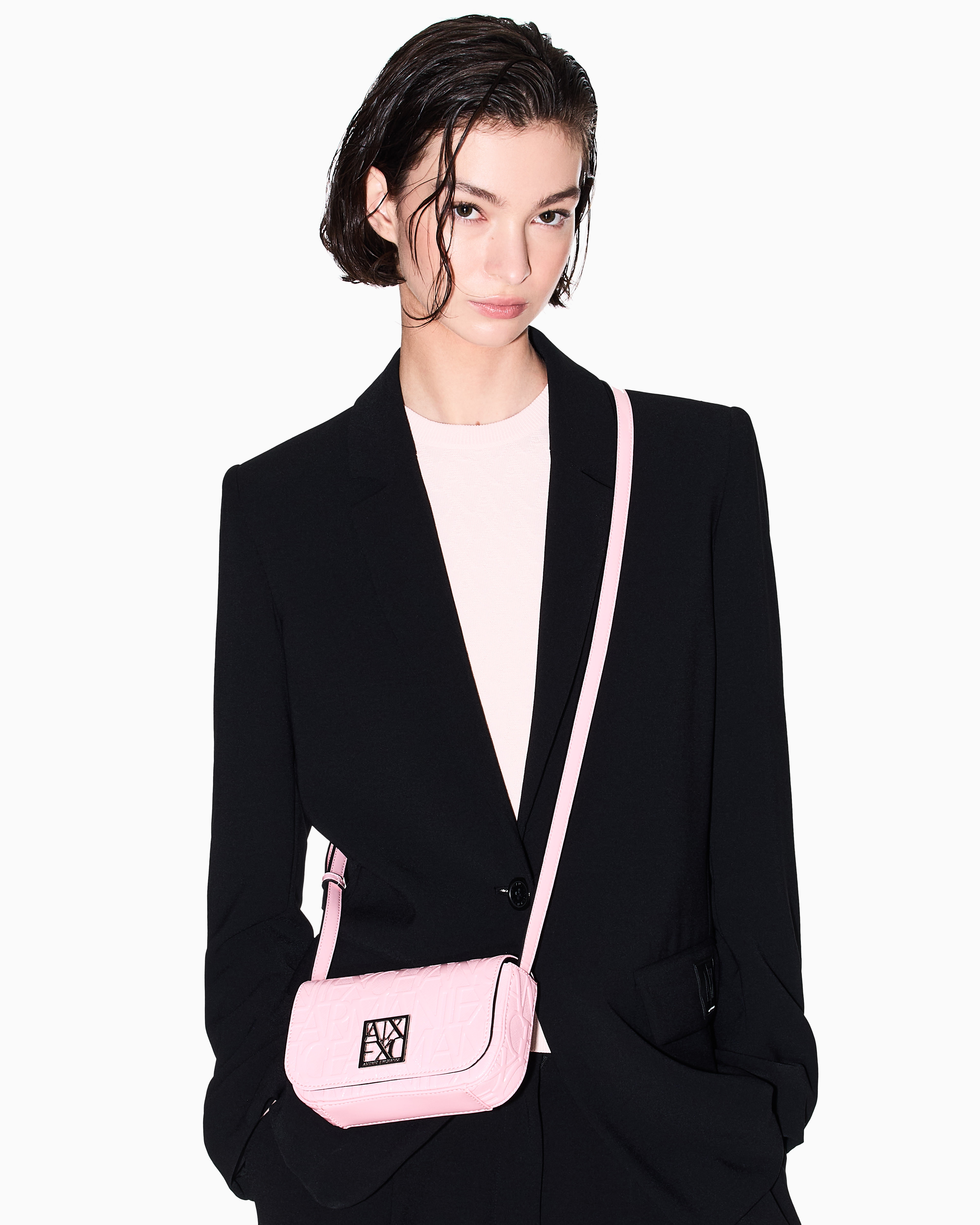 Armani Exchange - Crossbody bag with logo, Woman, Pink, Size: TU