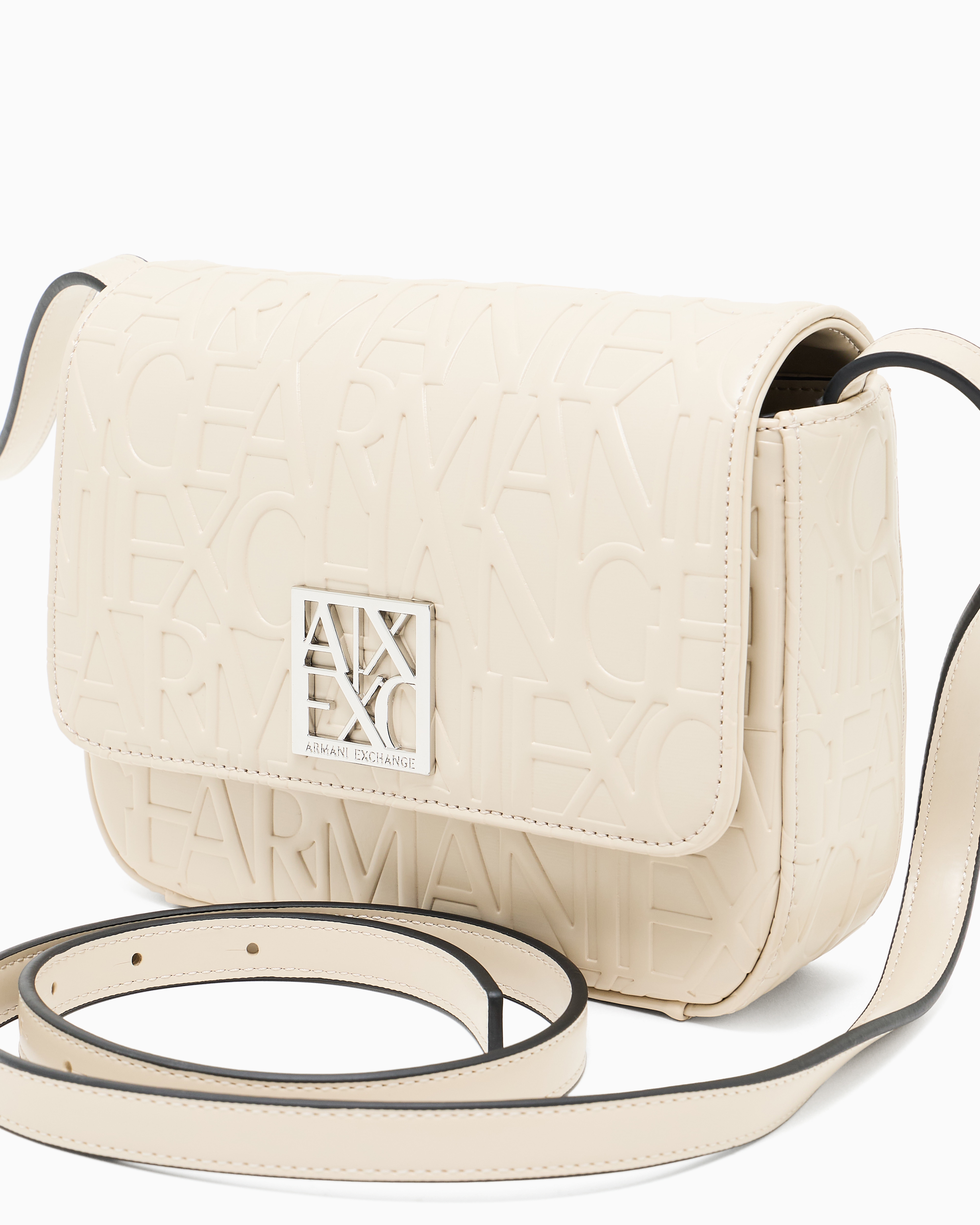 Armani Exchange - Allover logo shoulder bag, Woman, Beige, Size: TU