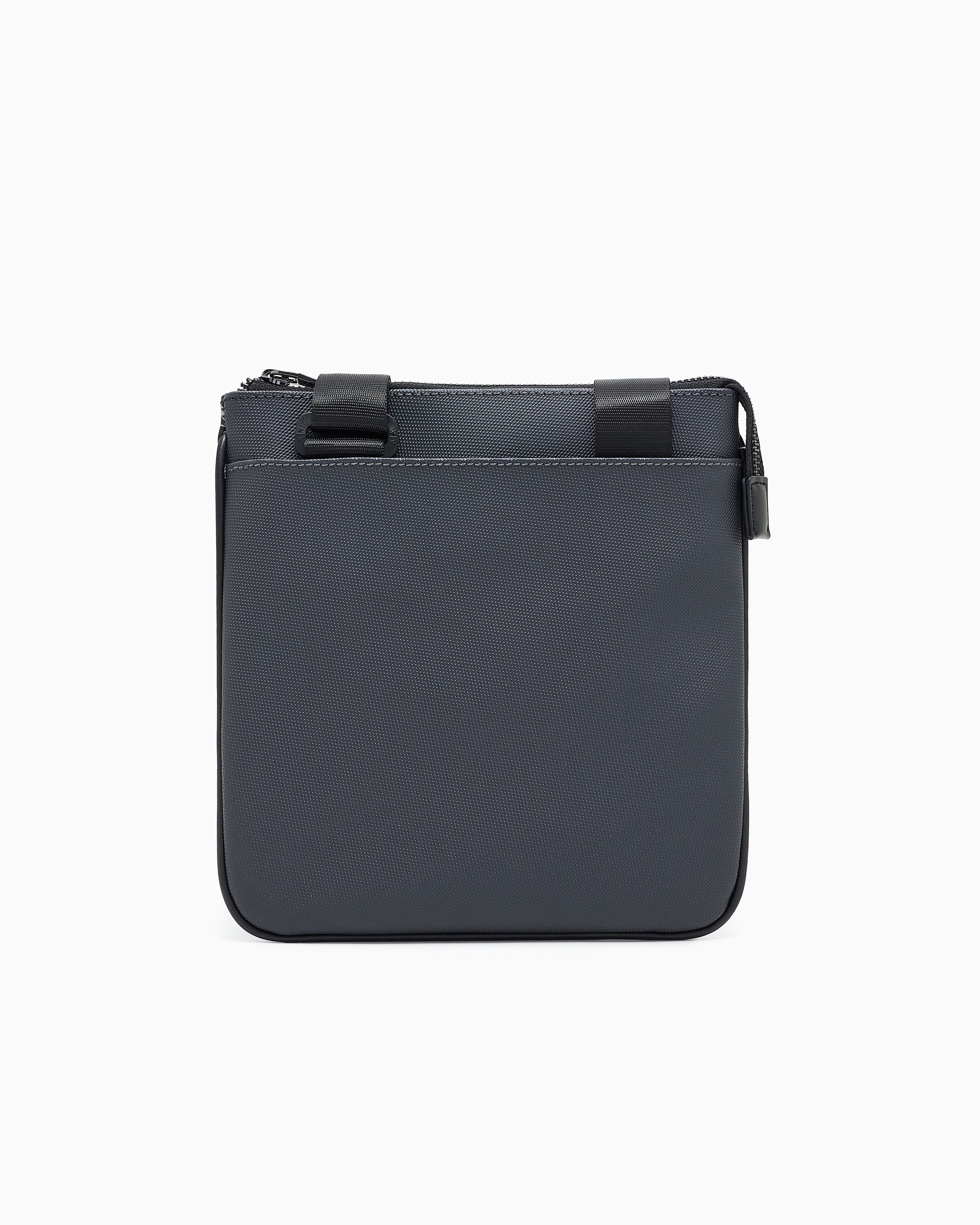Armani Exchange Monogram And Stripe Flat Shoulder Bag In Grey