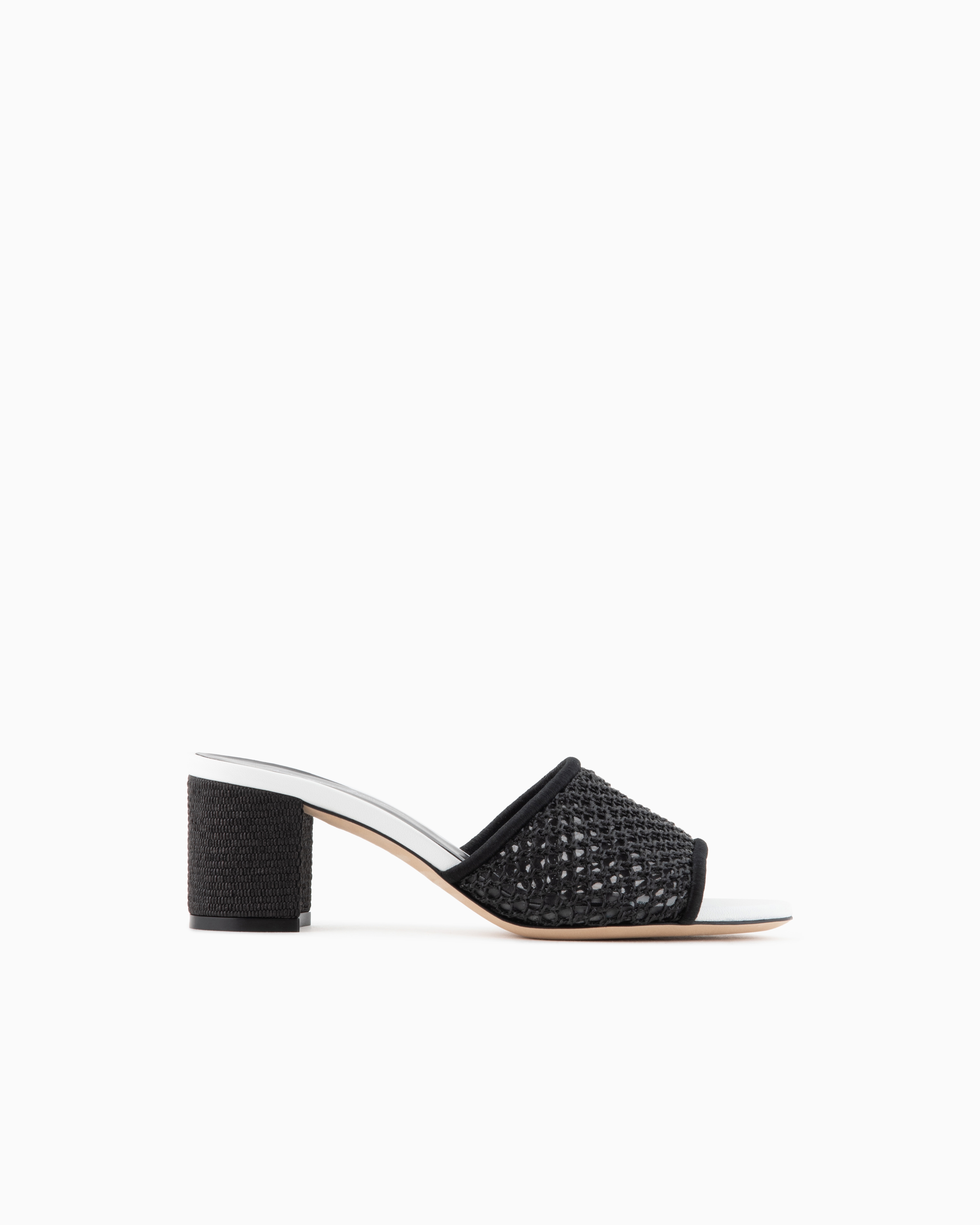 Giorgio Armani Perforated Fabric Heeled Sandals
