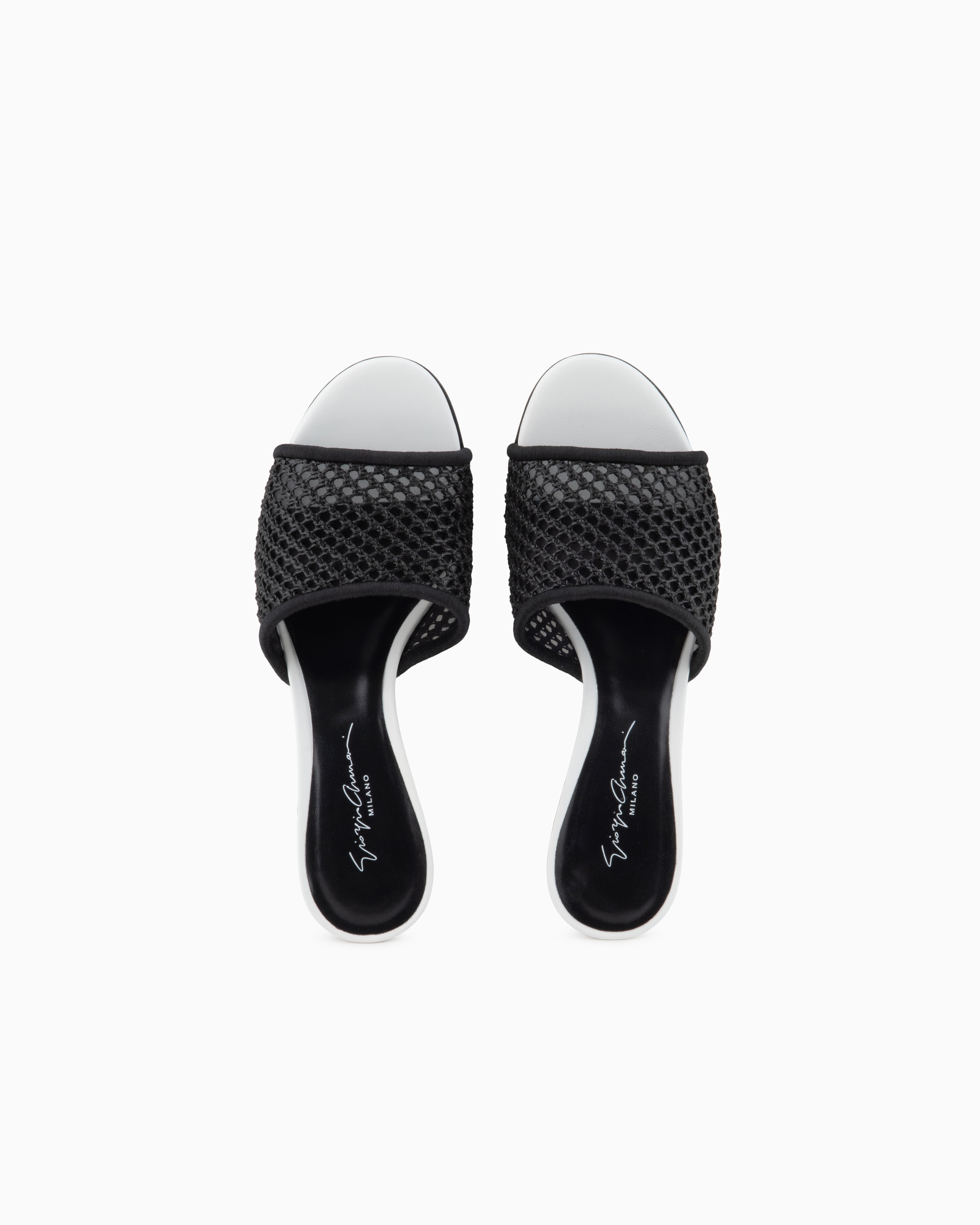 Giorgio Armani Perforated Fabric Heeled Sandals