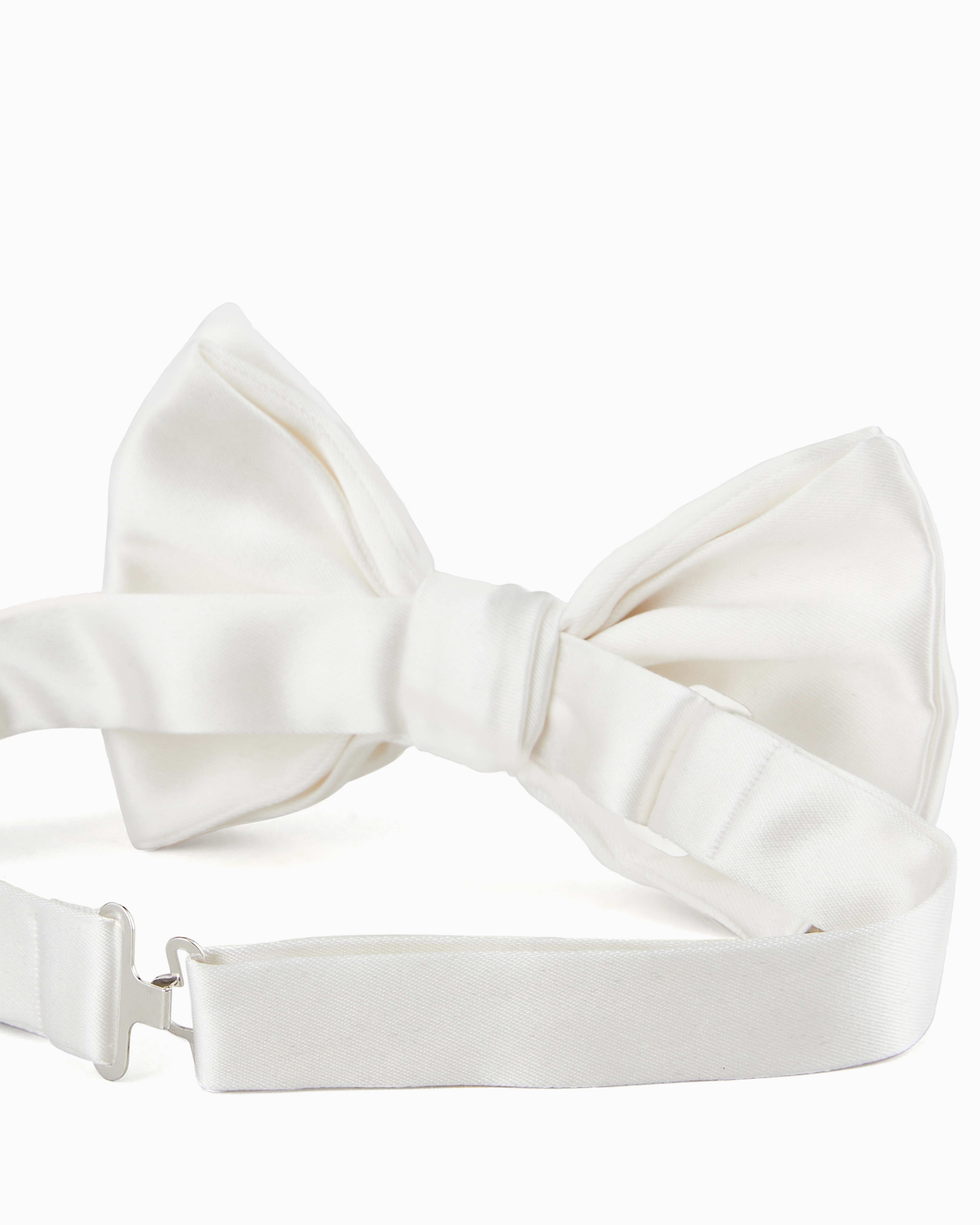 Giorgio Armani Large, Pure Silk Knotted Bow Tie In White