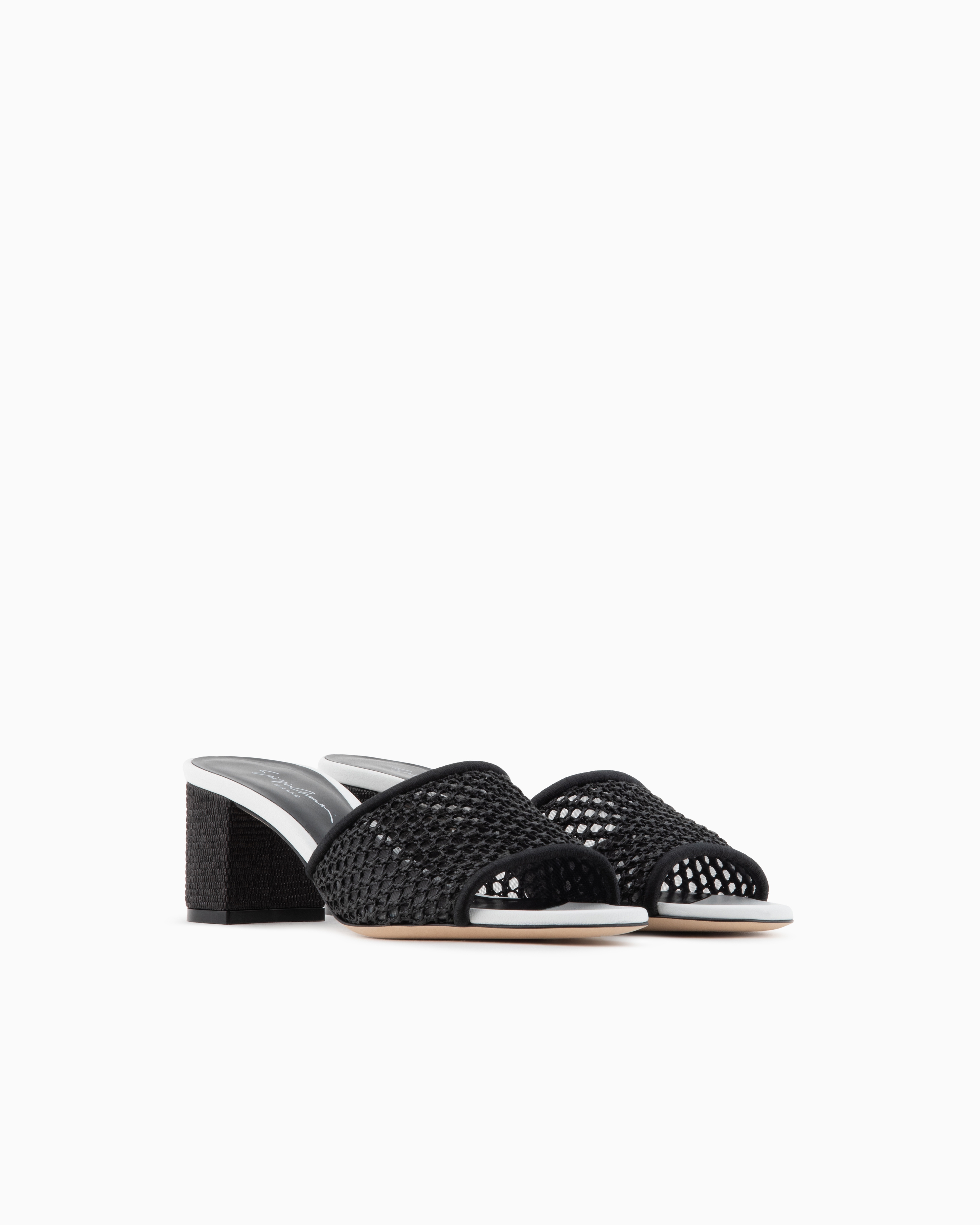 Giorgio Armani Perforated Fabric Heeled Sandals