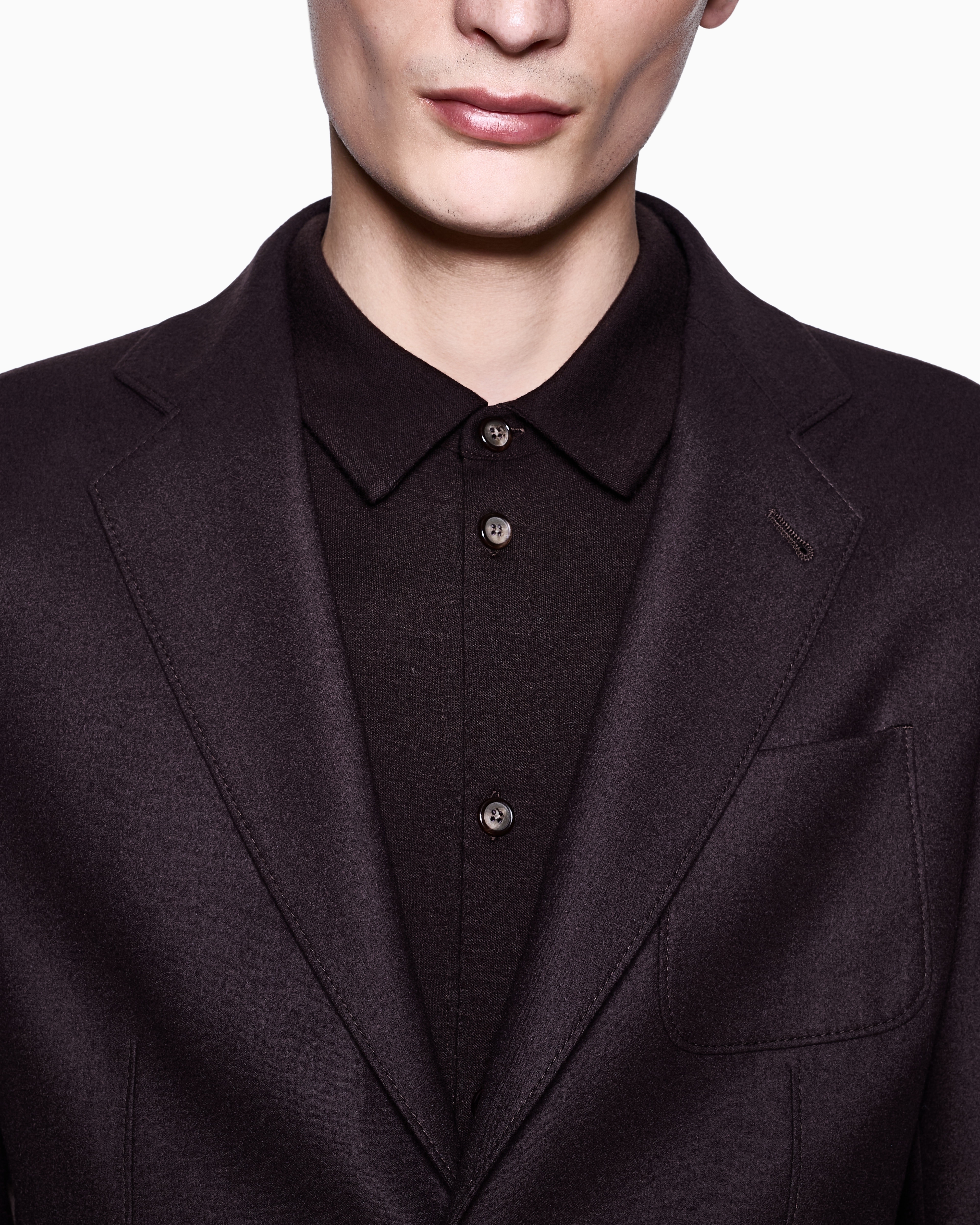 Giorgio Armani Pure Cashmere Interlock Shirt In Brown