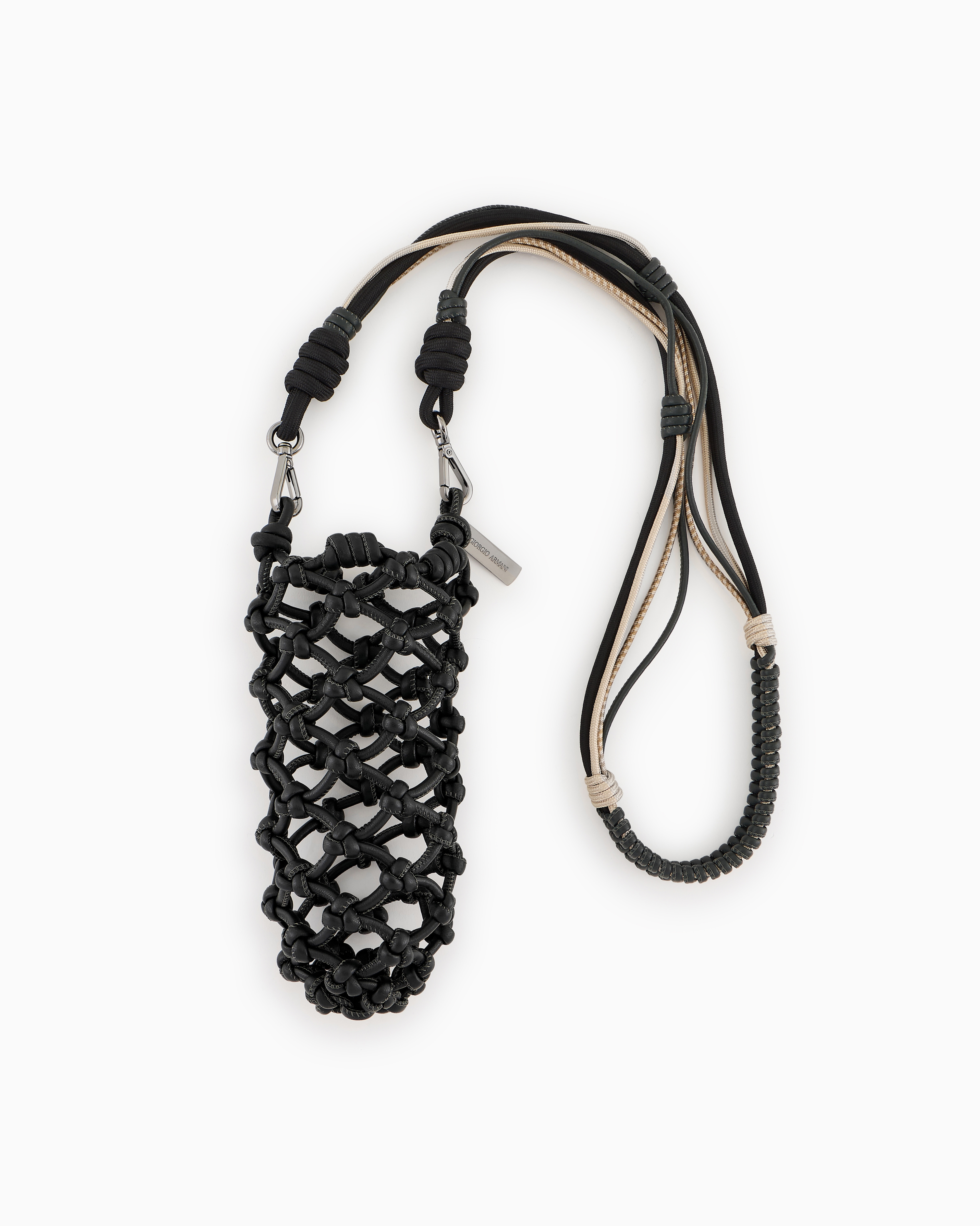 Giorgio Armani Braided Nappa Leather Bottle Holder In Green