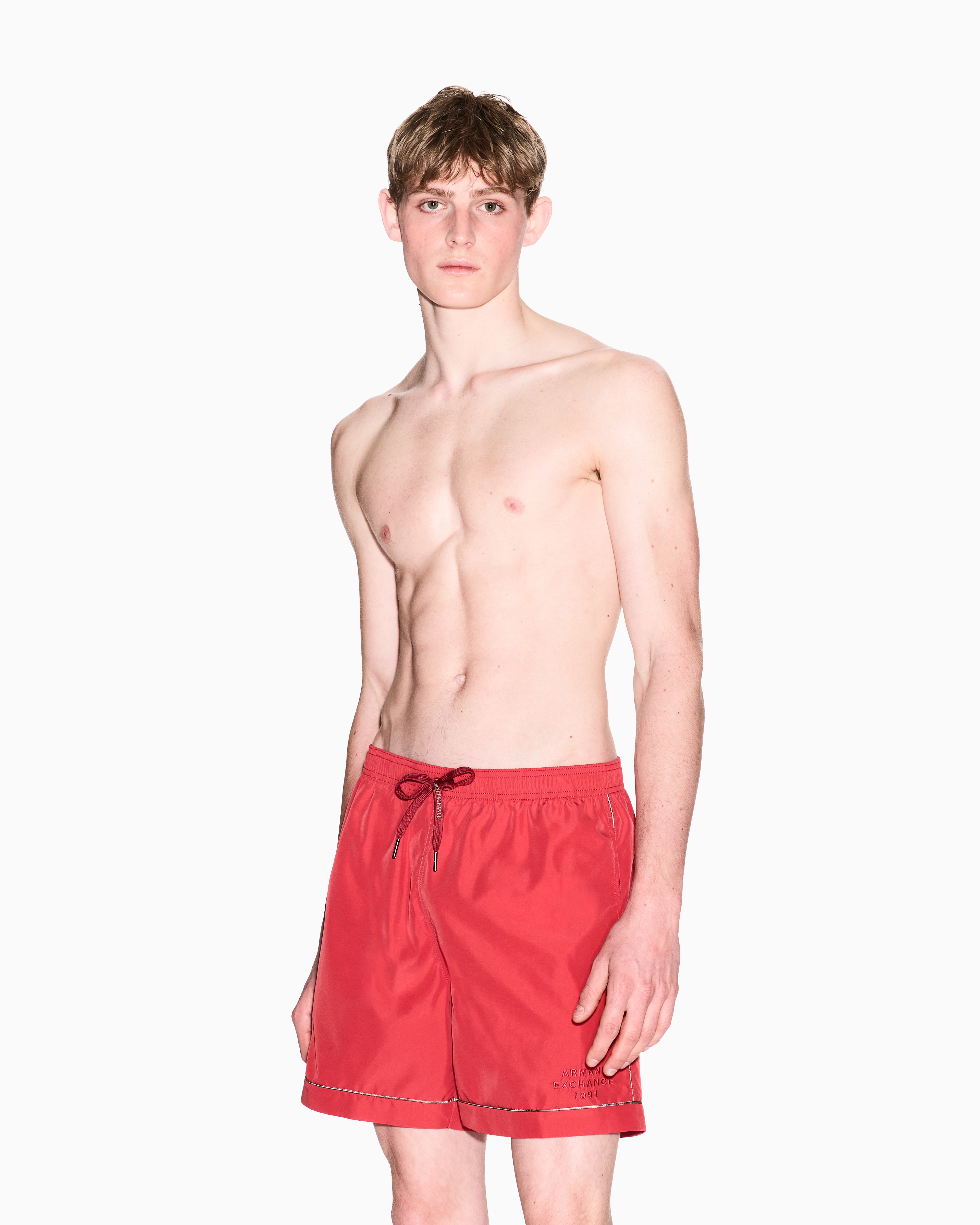 Armani Exchange - Boxer costume with contrasting profiles, Man, Red, Size: