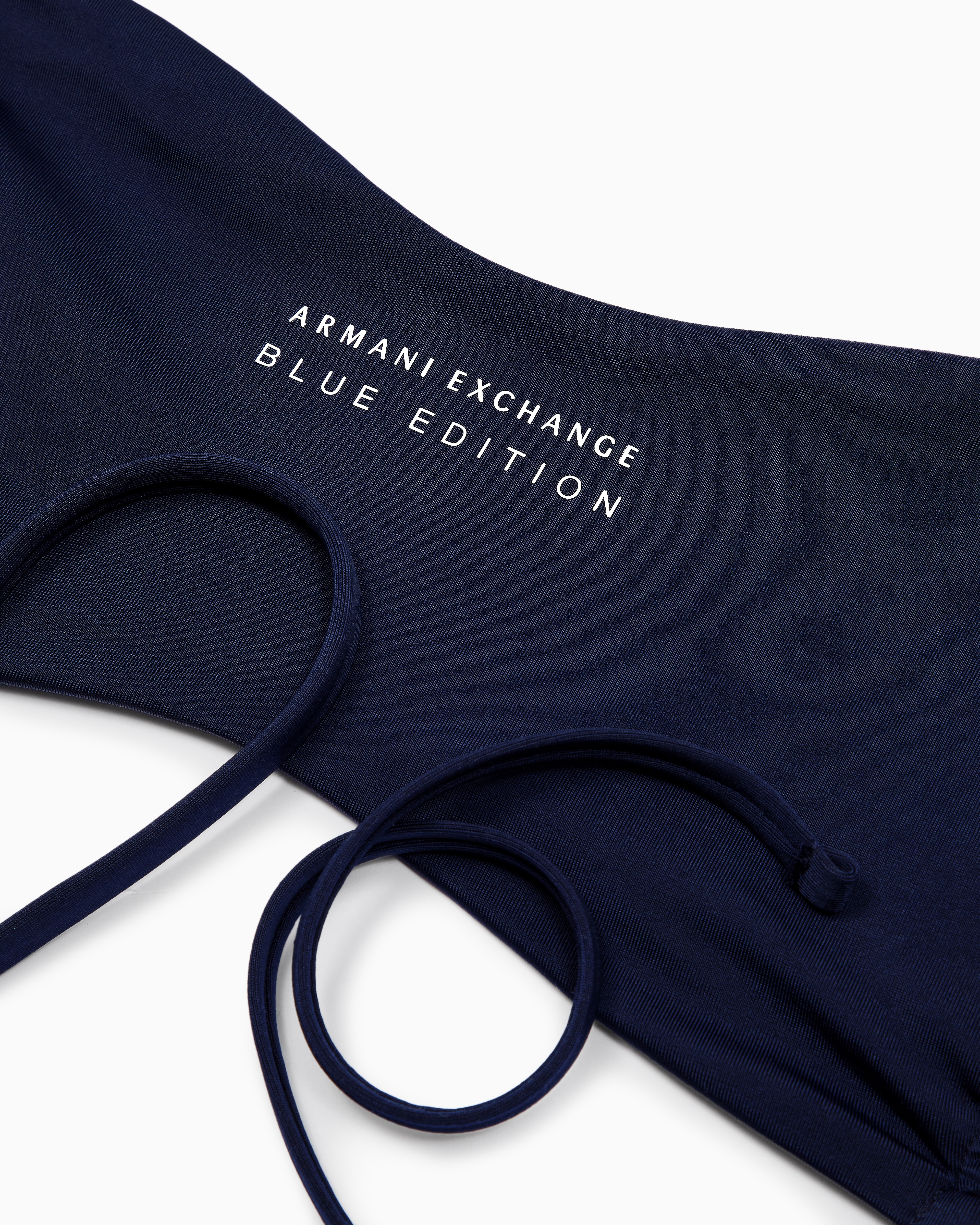 Armani Exchange - Bandeau bikini top with Blue Edition ASV logo, Woman, Navy Blue, Size: