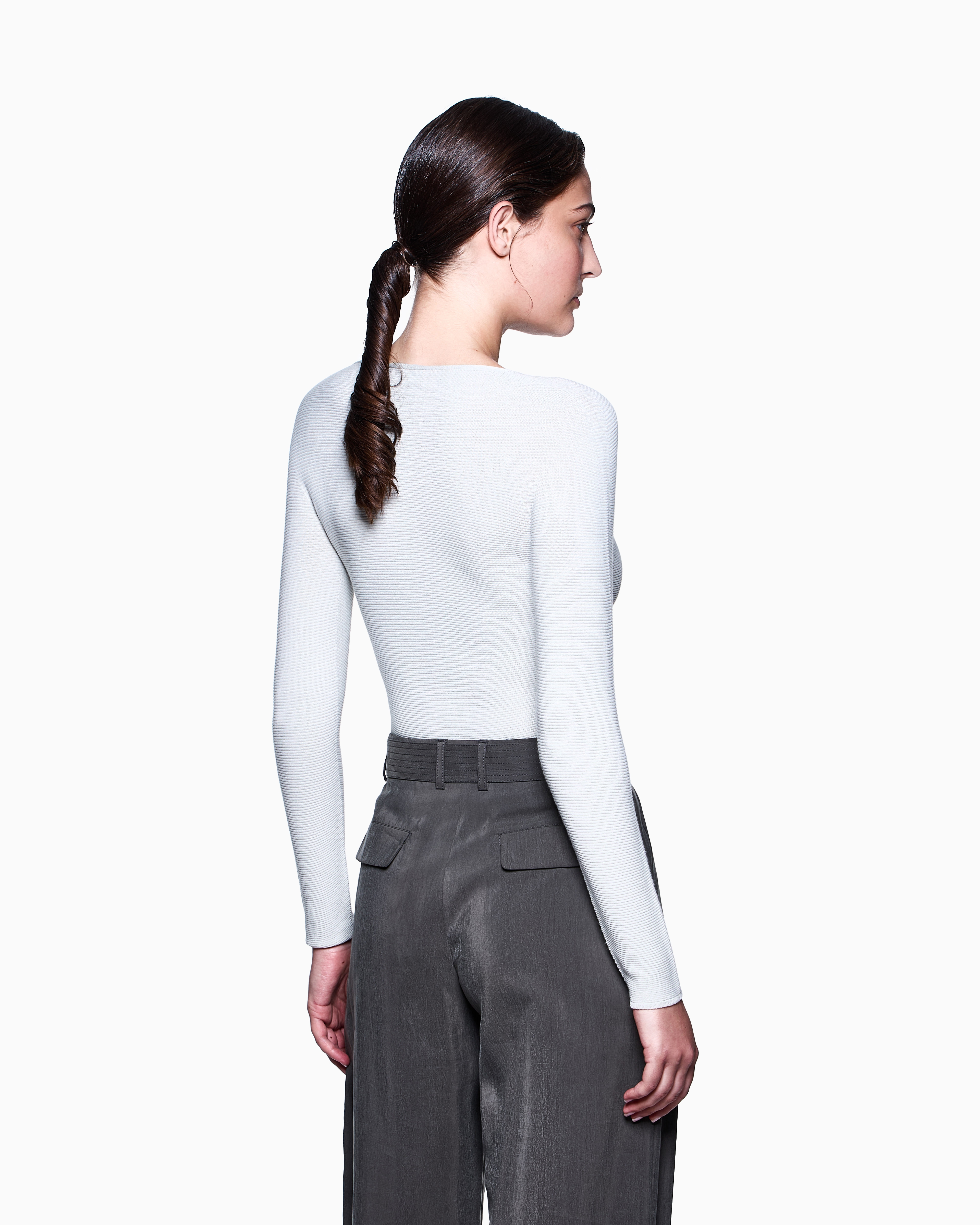 Giorgio Armani Links-stitch Viscose Long-sleeved Jumper In Grey