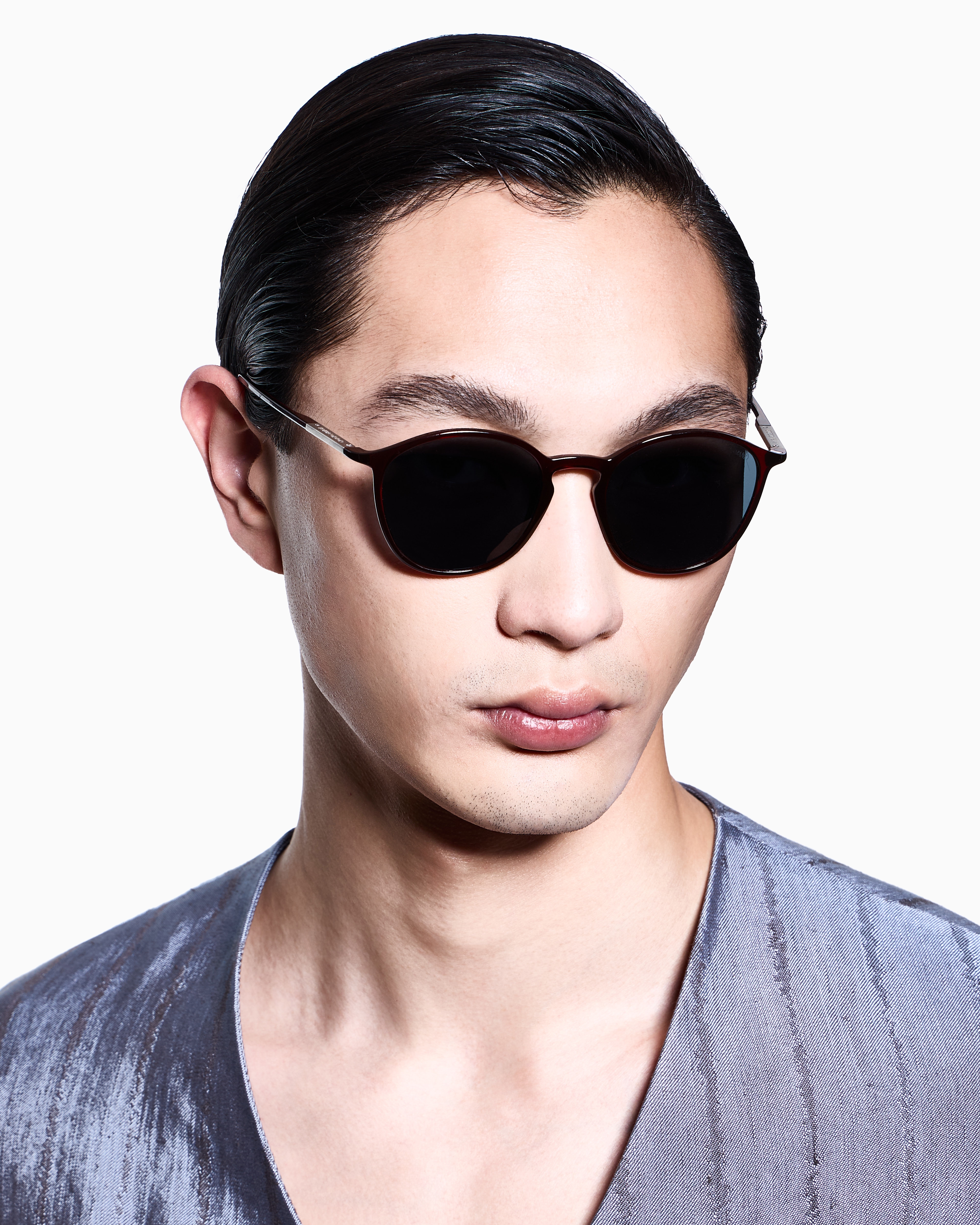 Giorgio Armani Panto Sunglasses In Burgundy
