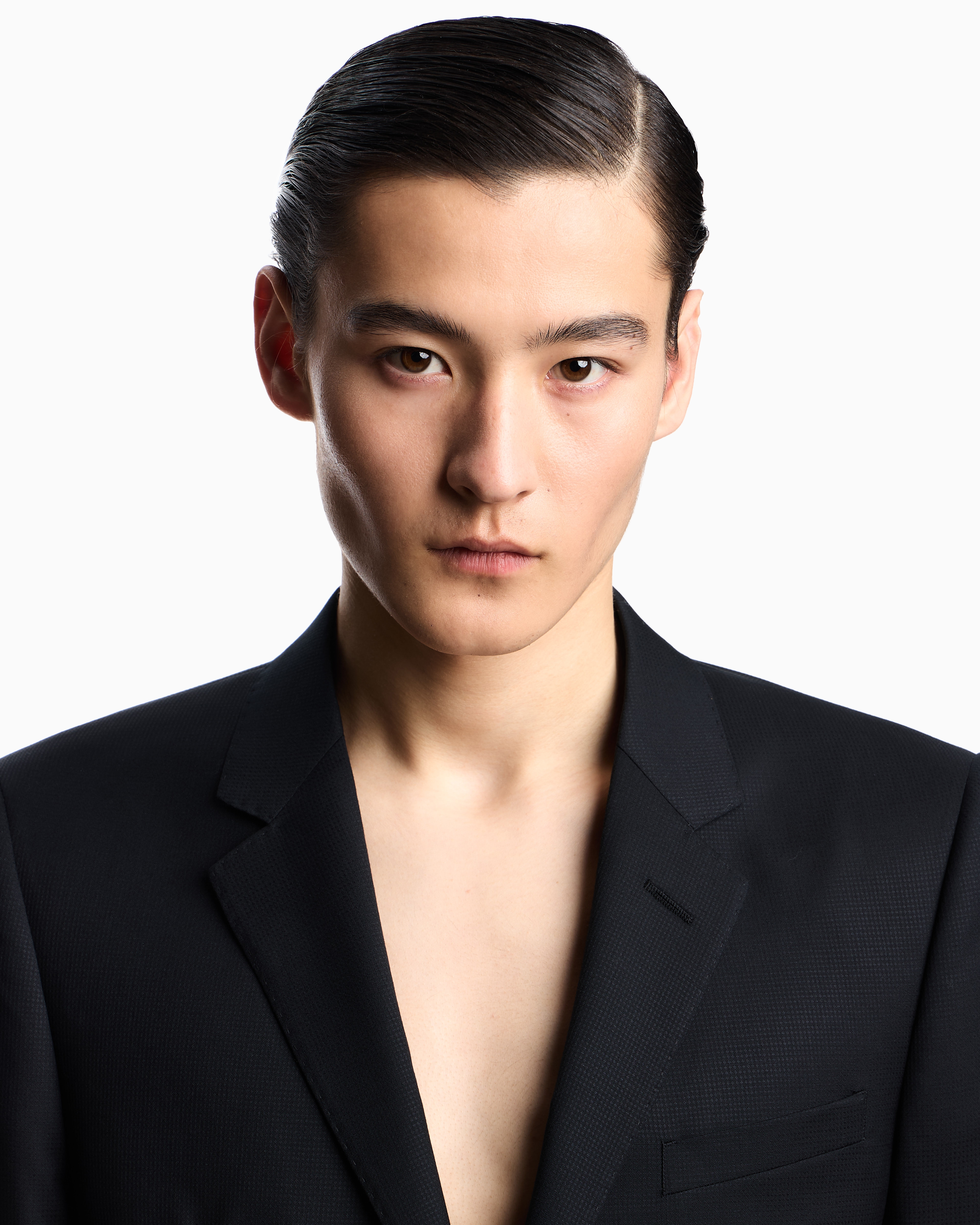 Emporio Armani - Slim-fit single-breasted suit monochromatic micro-jacquard light wool, Man, Black, Size: