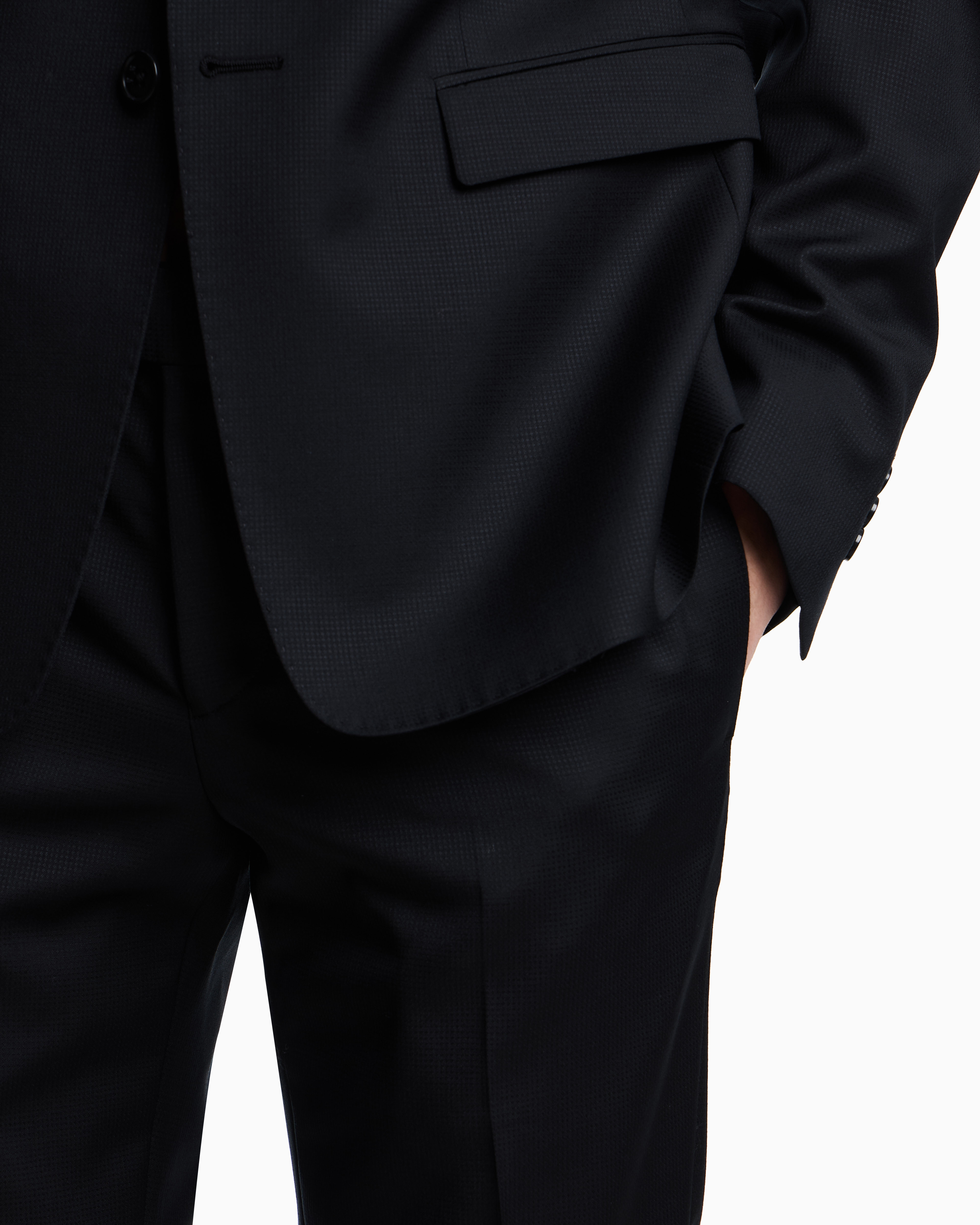 Emporio Armani - Slim-fit single-breasted suit monochromatic micro-jacquard light wool, Man, Black, Size: