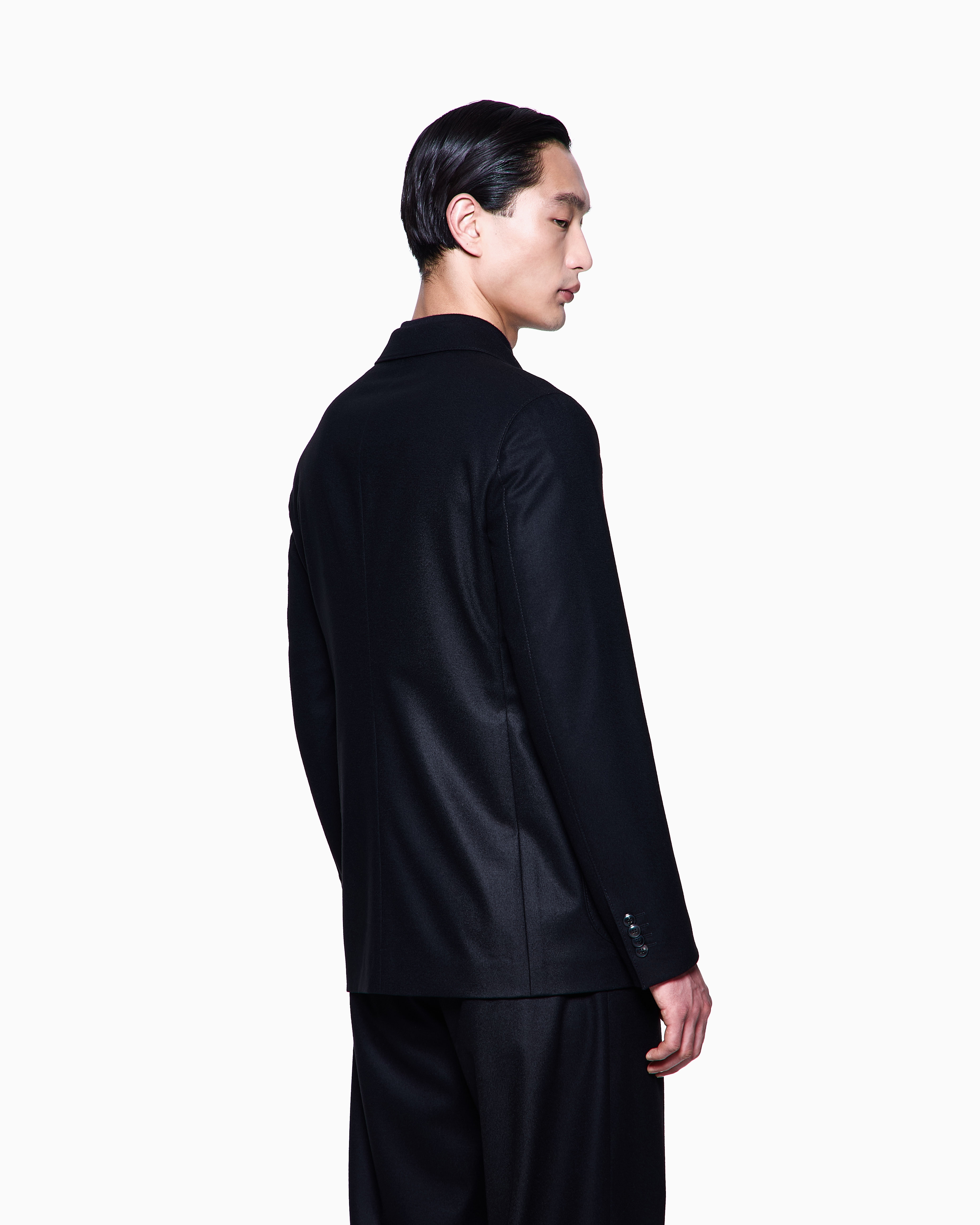Giorgio Armani Upton Line Single-breasted Jacket In Stretch Cashmere Drap In Black