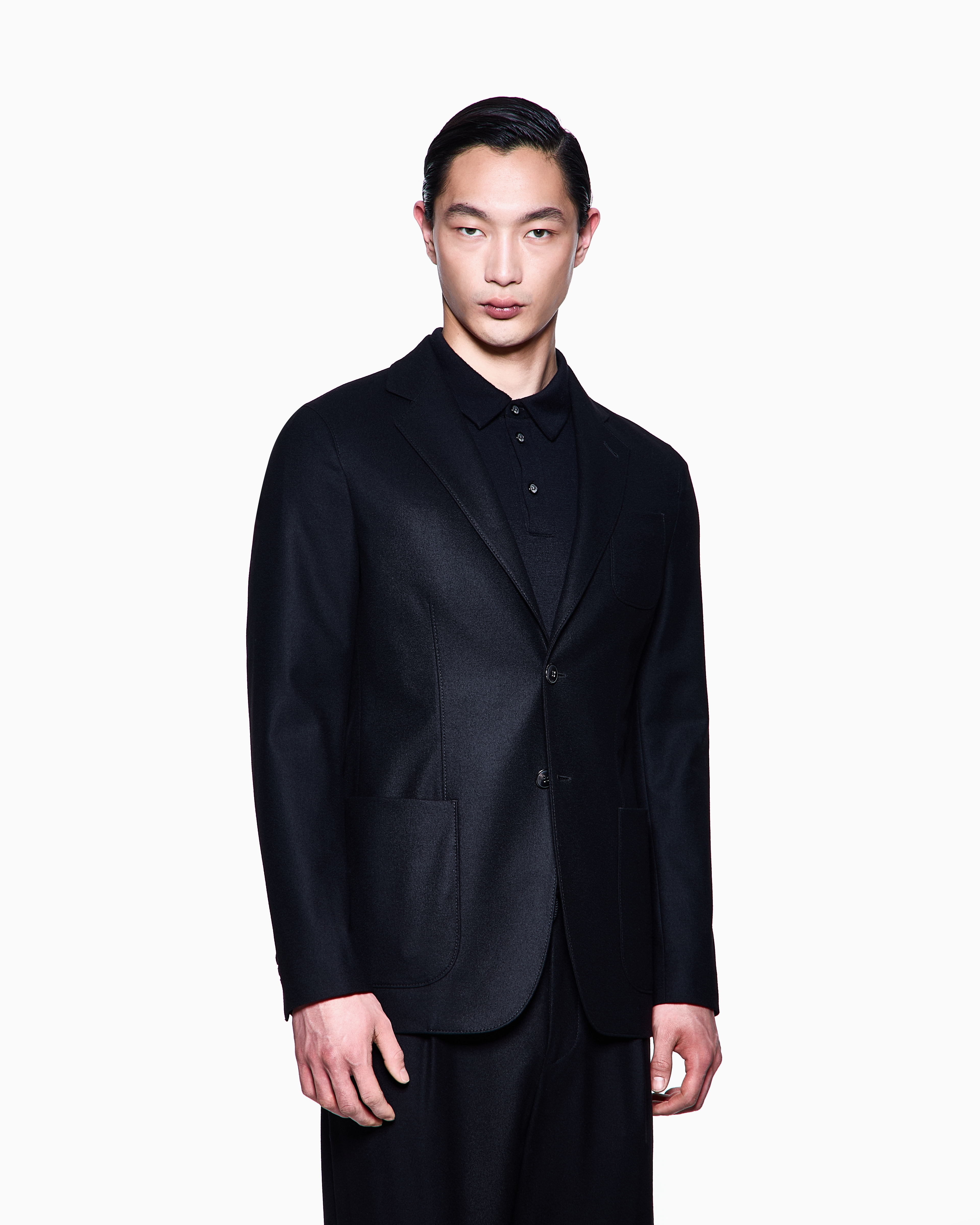 Giorgio Armani Upton Line Single-breasted Jacket In Stretch Cashmere Drap In Black