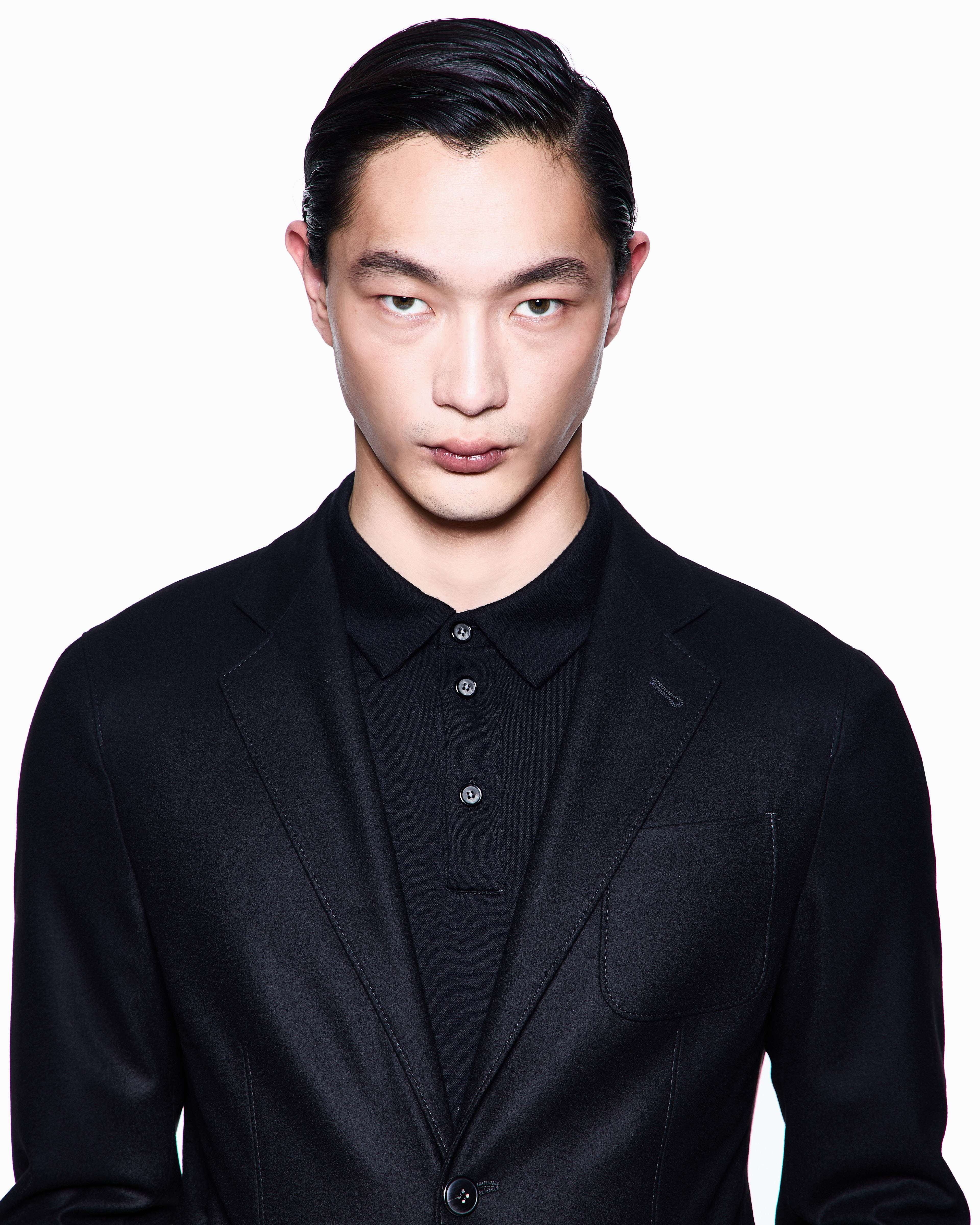 Giorgio Armani Upton Line Single-breasted Jacket In Stretch Cashmere Drap In Black