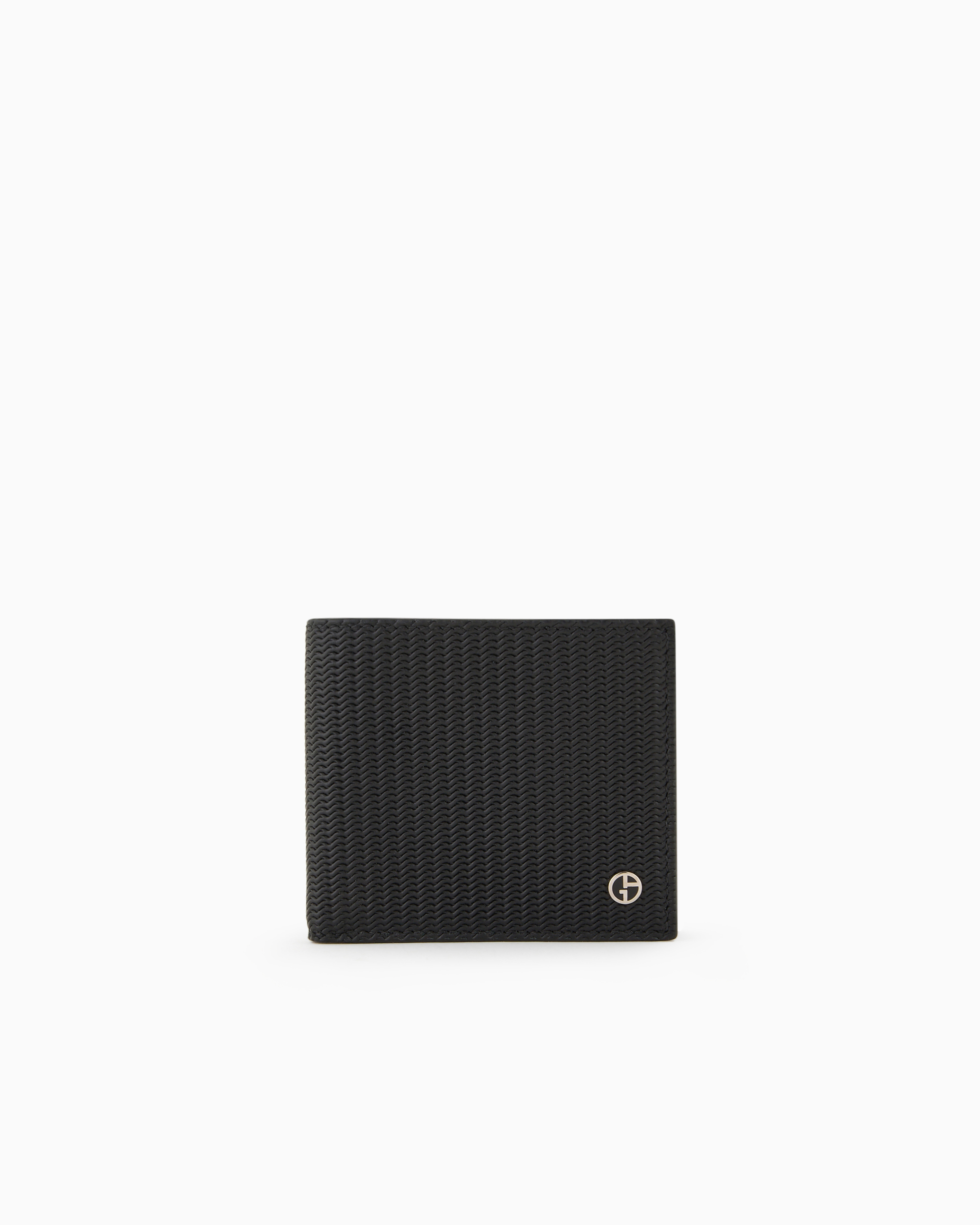 【ほぼ未使用】Giorgio Armani ジップウォレット ネイビー レザー 二つ折りウォレット エンボスレザー | Giorgio Armani