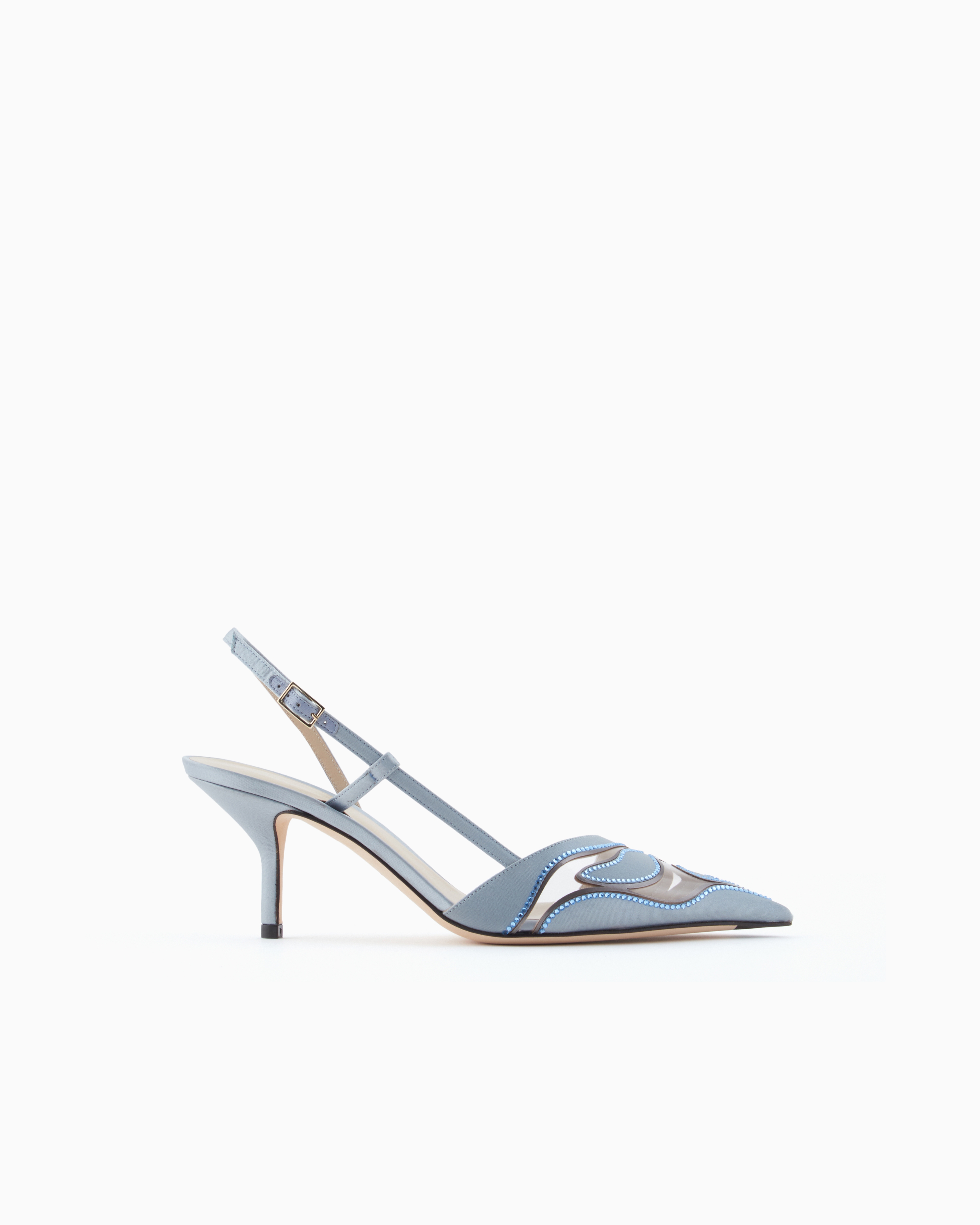 Giorgio Armani Satin And Rhinestone Slingbacks In Multi