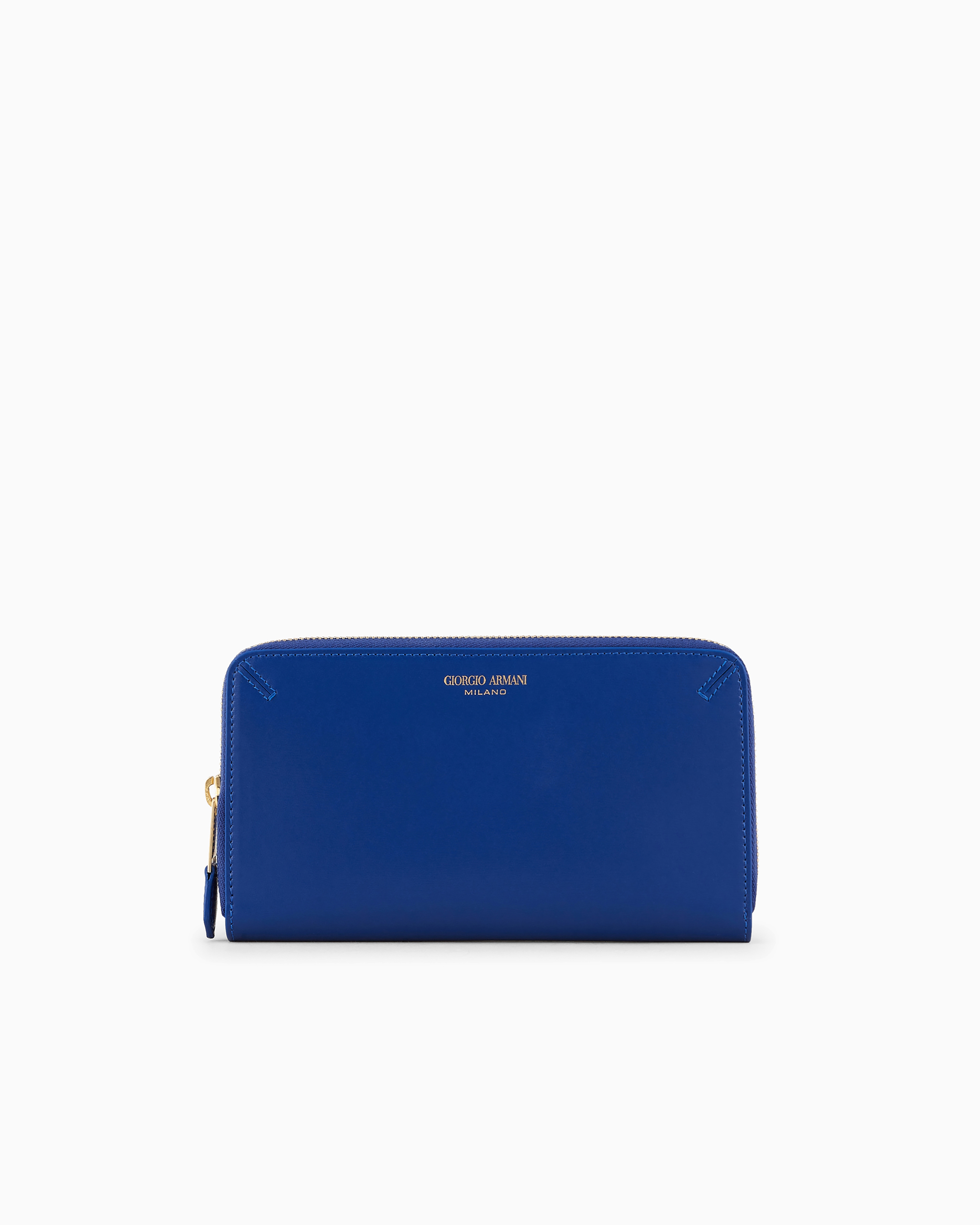 【ほぼ未使用】Giorgio Armani ジップウォレット ネイビー レザー ジョルジオ アルマーニ ラ プリマ ラウンドファスナーウォレット