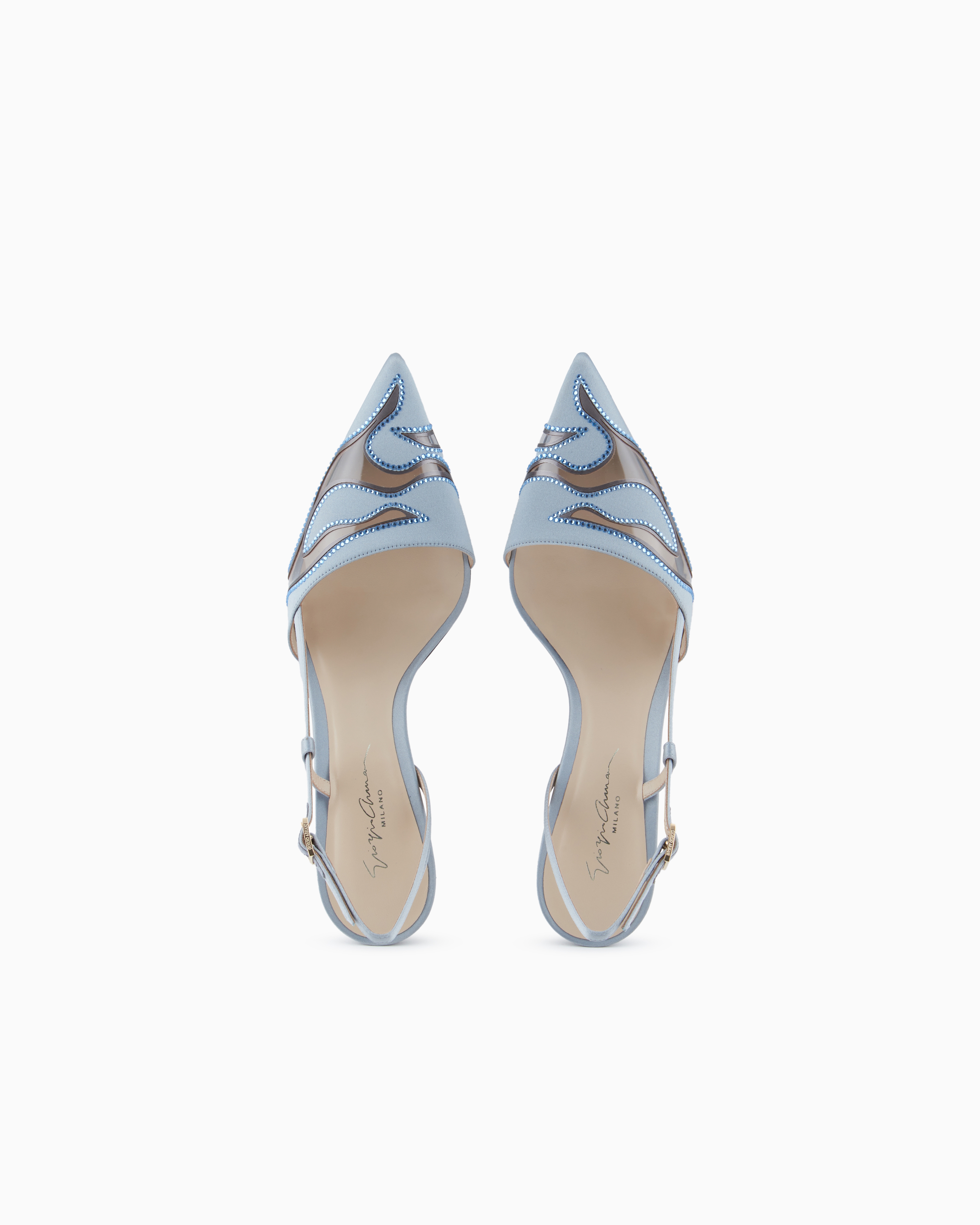 Giorgio Armani Satin And Rhinestone Slingbacks In Multi