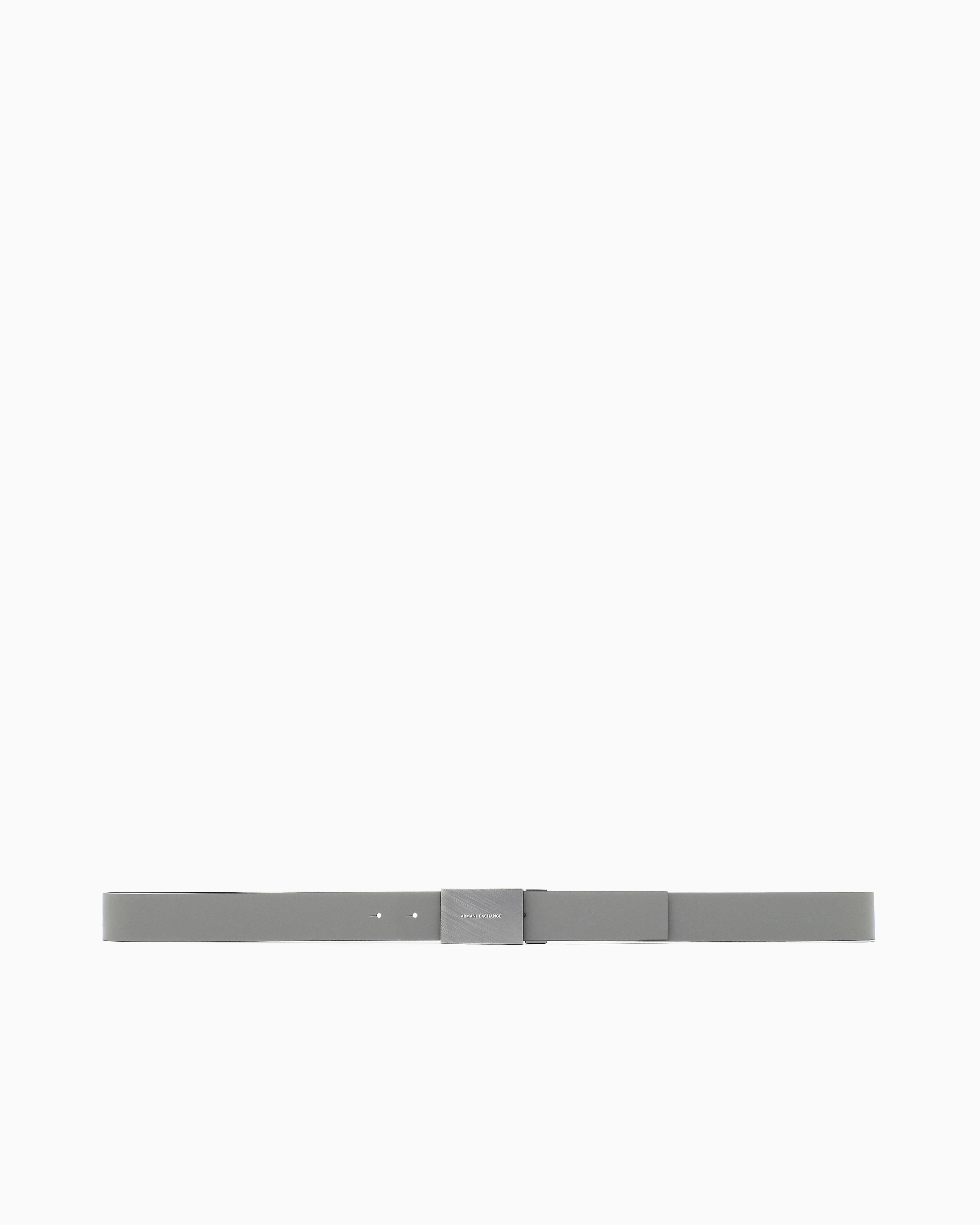 Armani Exchange Leather Belt With Plaque In Grey