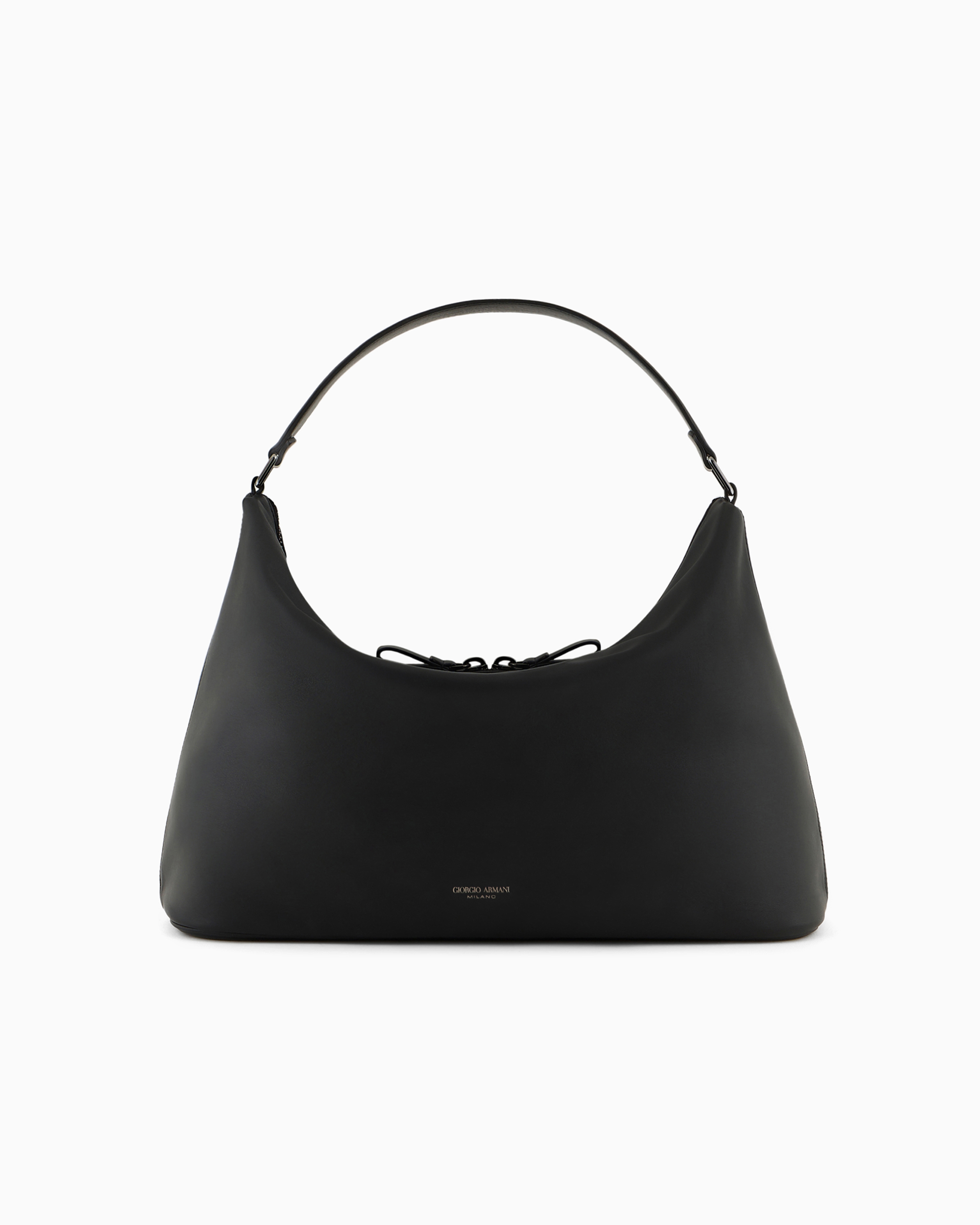 Giorgio Armani Nappa Leather Oversized Shoulder Strap In Black