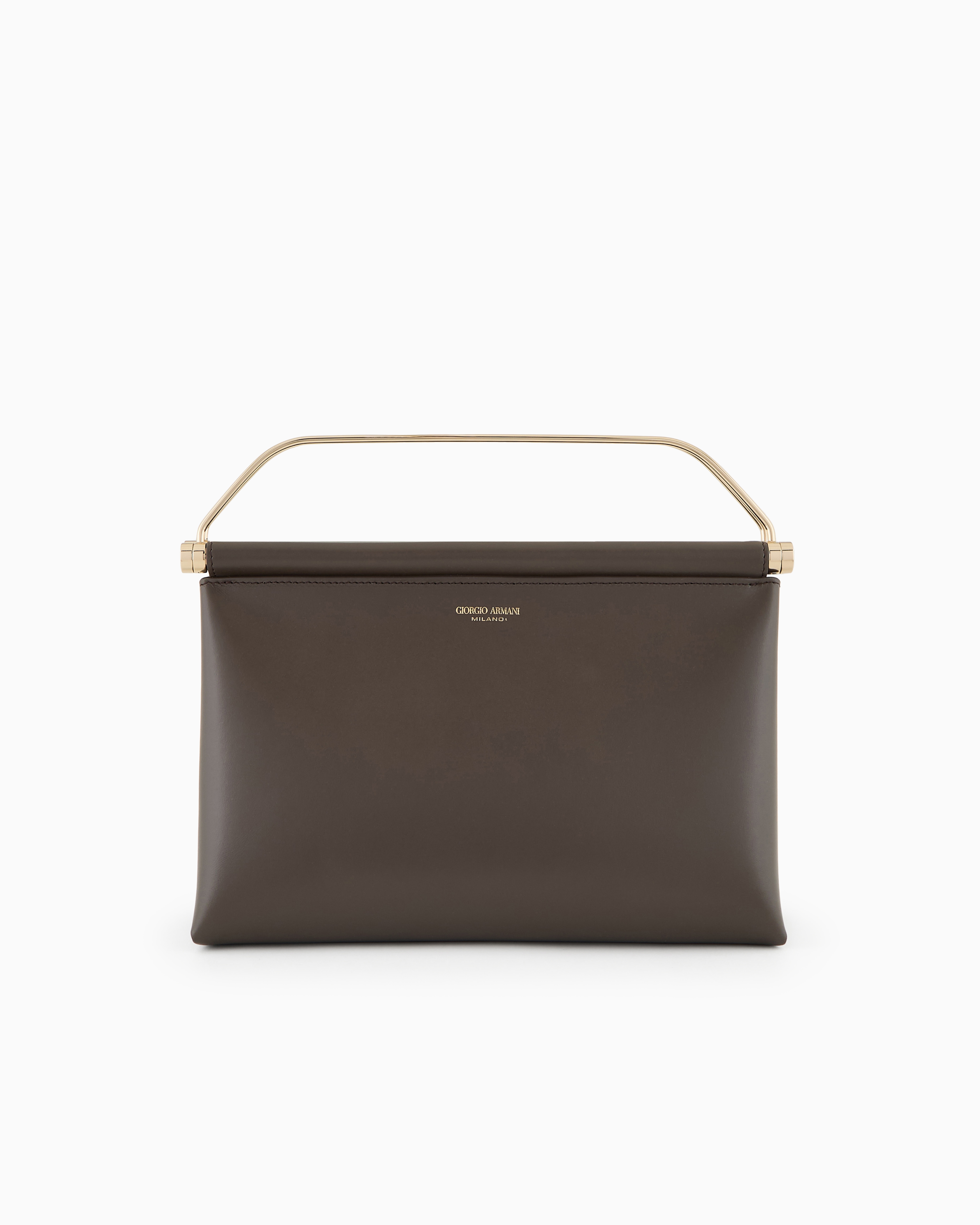 Giorgio Armani Avenue Large Polished Leather Clutch Bag